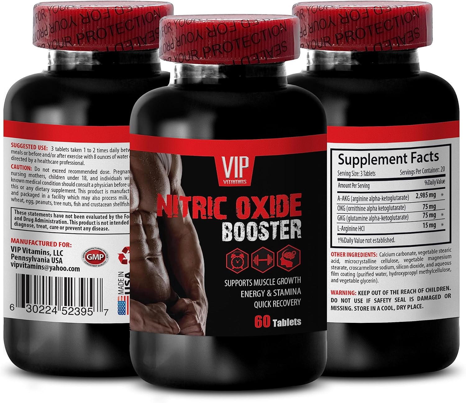Nitric Oxide Pre Workout Muscle Pills 2400mg - Recovery Supplement for Men - Muscle Relaxer for Back Pain - Builder for Men - 60 Capsules