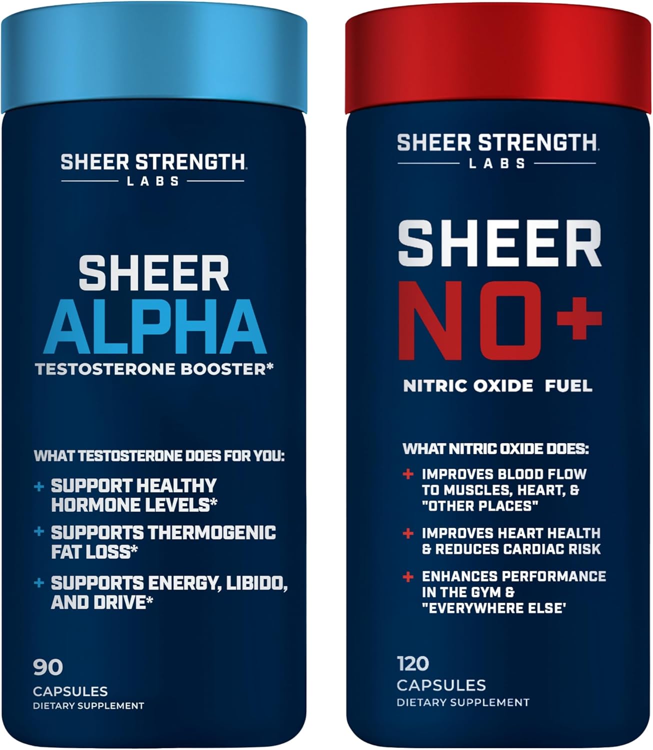 Nitric Oxide Supplement & Strength & Stamina Enhancer Combo Pack by Sheer Strength Labs