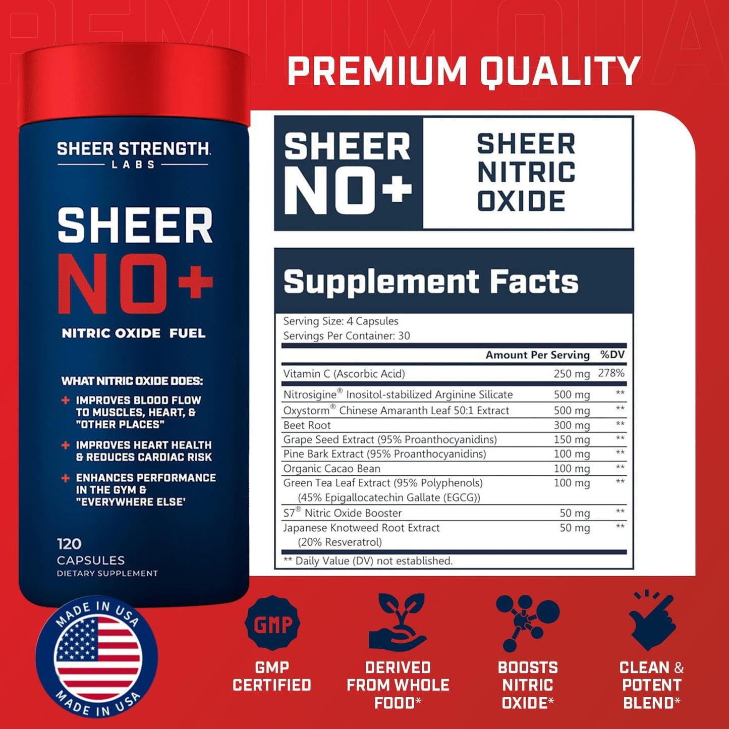 Nitric Oxide Supplement & Strength & Stamina Enhancer Combo Pack by Sheer Strength Labs