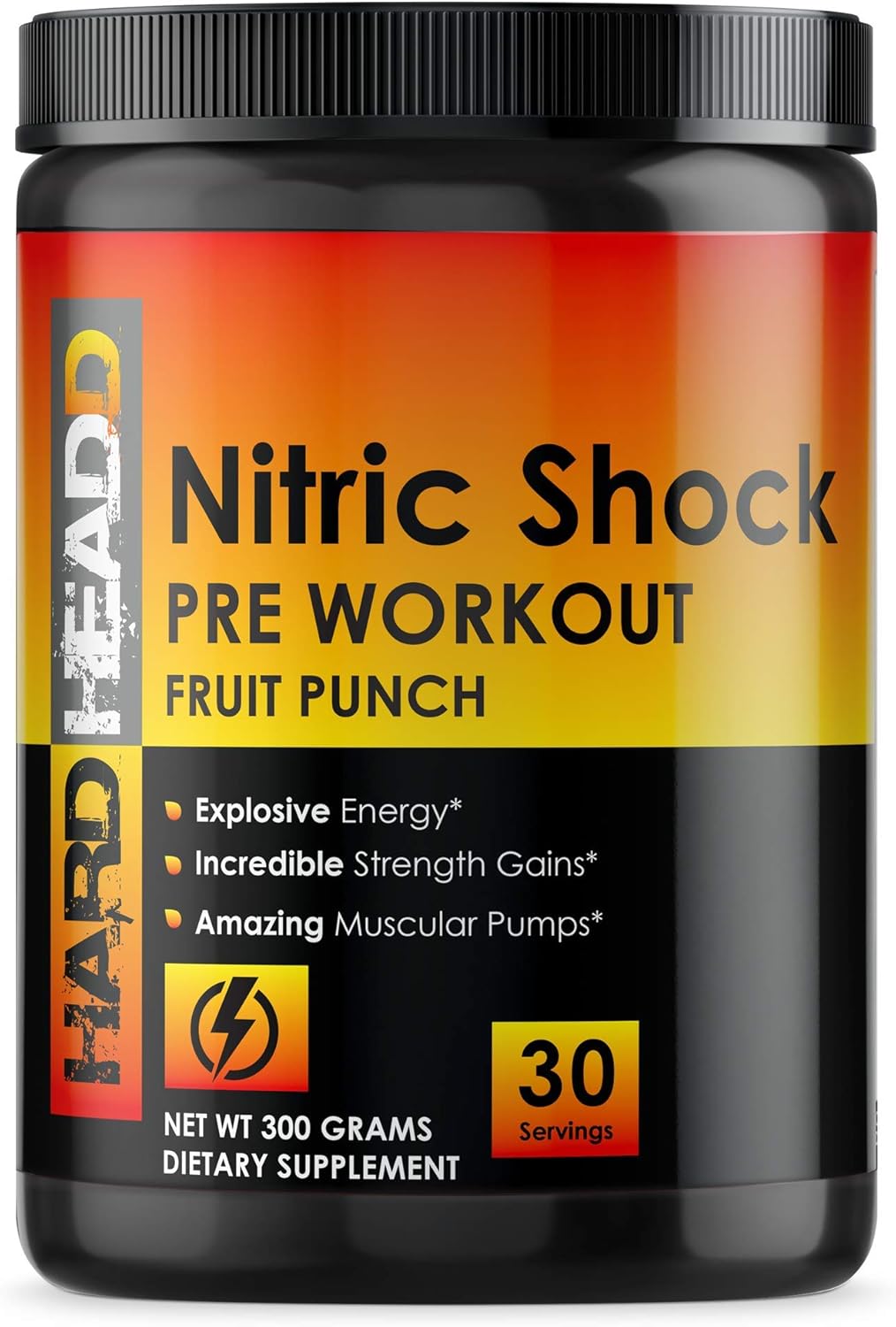 Nitric Shock Pre Workout Supplement - Boost Energy and Muscle Pumps - Nitric Oxide Booster Powder - 30 Servings, Fruit Punch Flavor