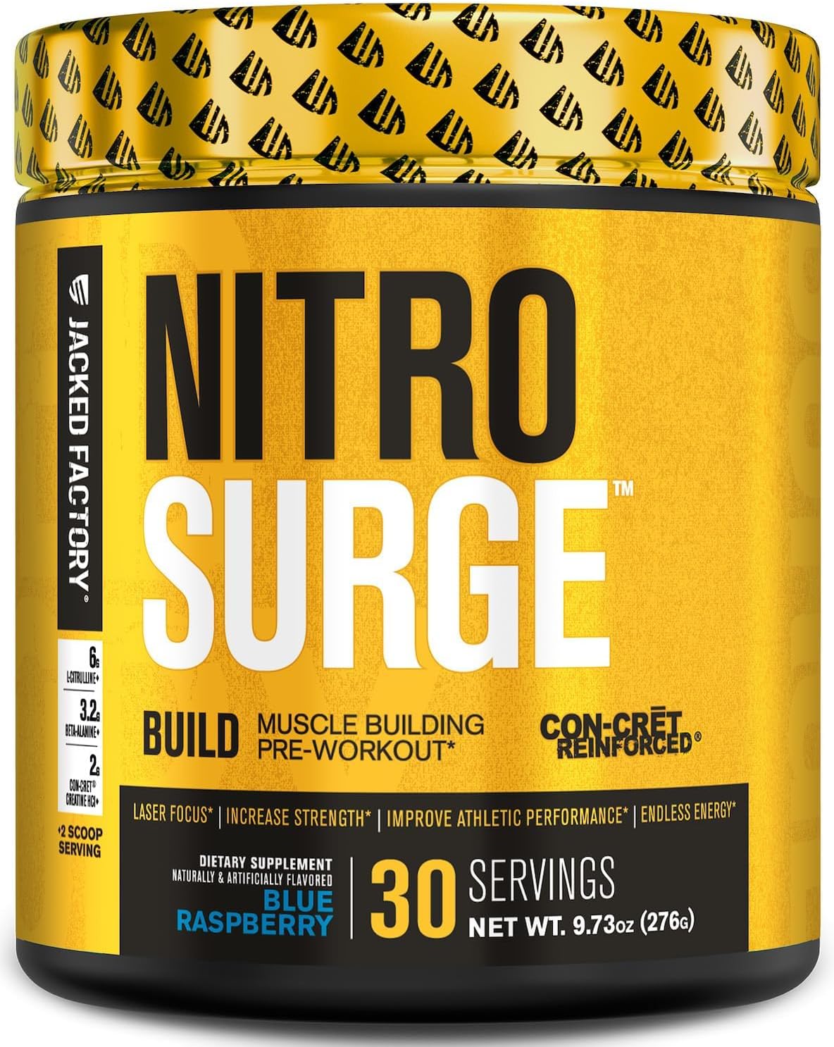 Nitrosurge Build Pre Workout with Creatine & elevATP for Muscle Building - Blue Raspberry, 30 Servings