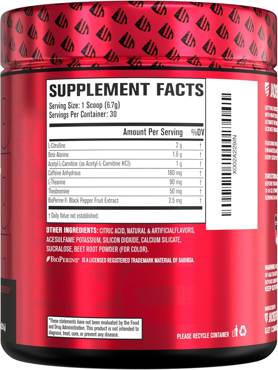 Nitrosurge Pre-Workout in Blue Raspberry & Watermelon Flavor for Men & Women - Thermogenic Shred Formula by Jacked Factory