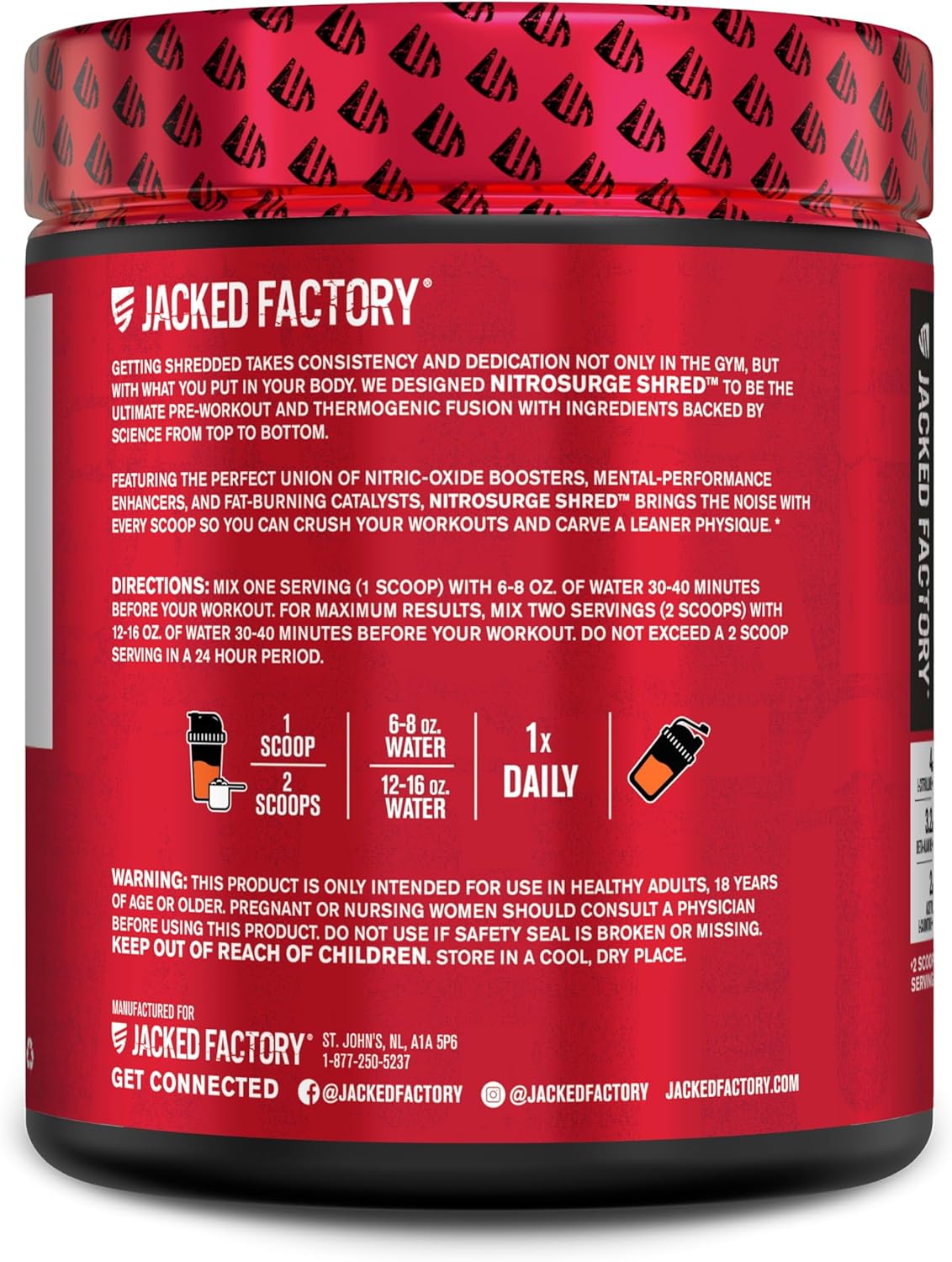 NITROSURGE Shred Pre Workout Supplement by Jacked Factory - Energy Booster, Strength Gains, Focus, Pumps - Nitric Oxide & PreWorkout Powder - 30 Servings, Orange Pineapple Flavor