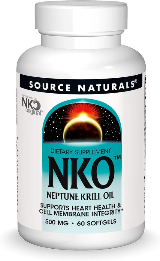 NKO Neptune Krill Oil Softgels - 500mg - Supports Heart Health & Cell Membrane Integrity - 60 Count