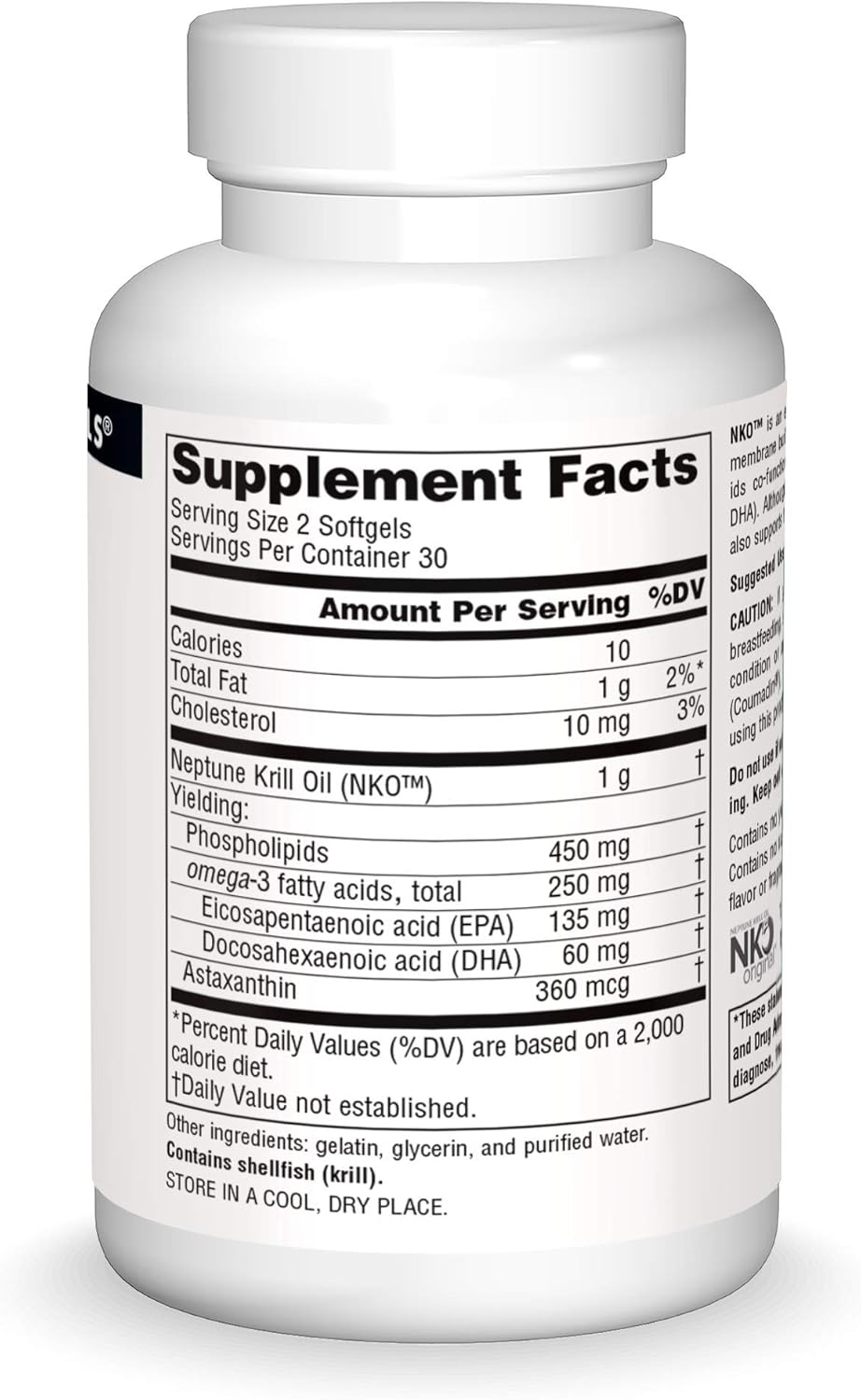 NKO Neptune Krill Oil Softgels - 500mg - Supports Heart Health & Cell Membrane Integrity - 60 Count