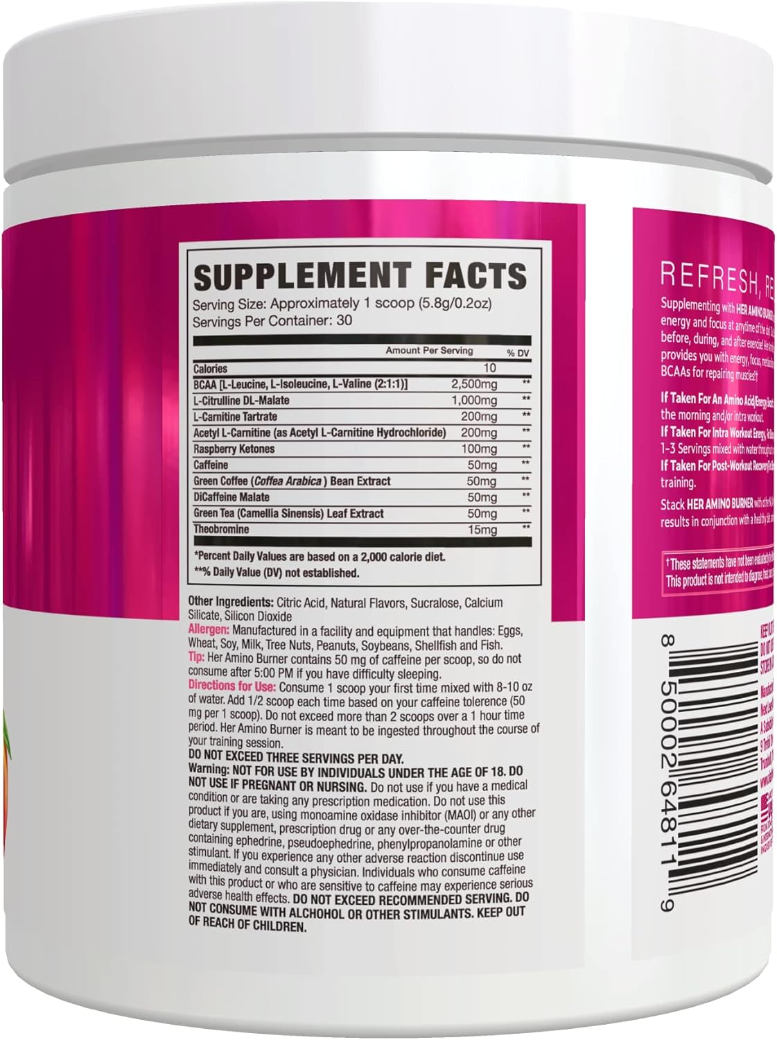 NLA for Her Mango Passion Thermogenic Amino Workout Booster - Women's Pre, Post & Intra with BCAA, Caffeine, Electrolytes - Sugar Free, Vegan - 30 Servings