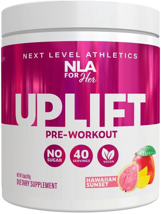 NLA for Her Uplift Pre-Workout - Hawaiian Sunset Flavor - Clean Energy Boost for Women - Supports Athletic Performance - Vegan and Gluten-Free - 30 Servings