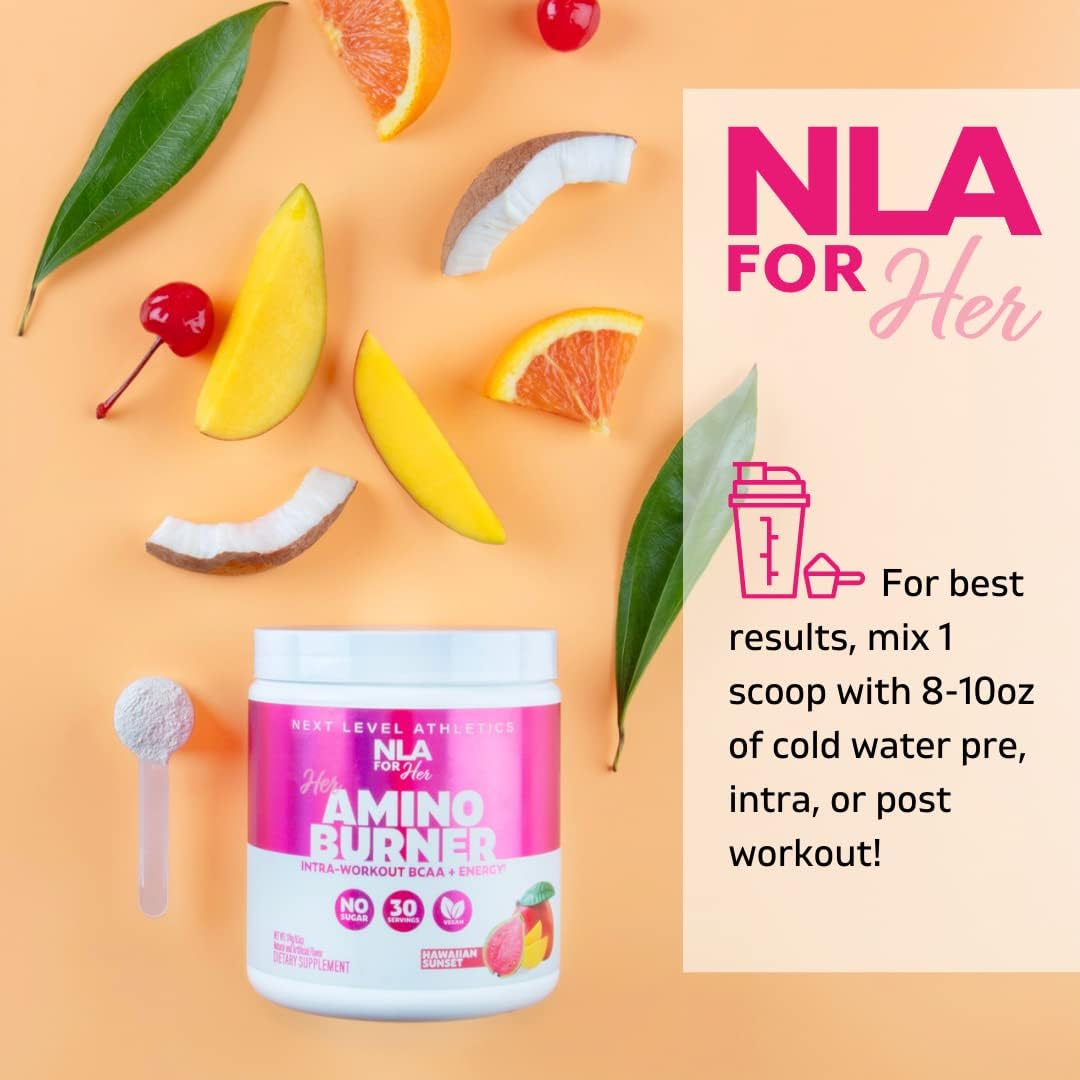 NLA for Her Uplift Pre-Workout - Hawaiian Sunset Flavor - Clean Energy Boost for Women - Supports Athletic Performance - Vegan and Gluten-Free - 30 Servings