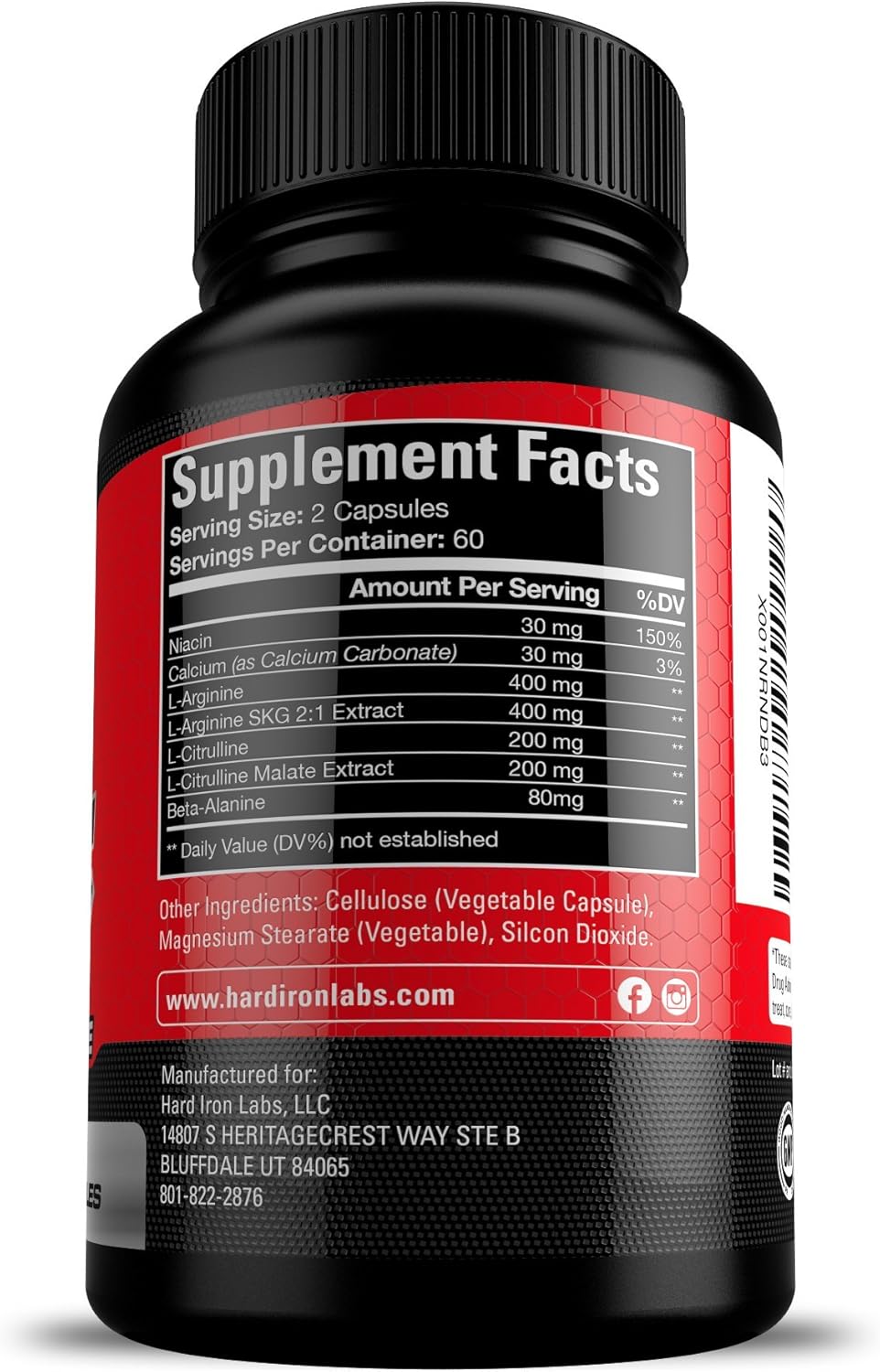 N.O. Nitric Oxide Booster Capsules with L-Arginine, L-Citrulline, Beta Alanine, AAKG - Non-GMO, Gluten-Free, Vegan - Pre-Workout Supplement for Muscle Growth, Stamina, Energy, Pumps, Vascularity