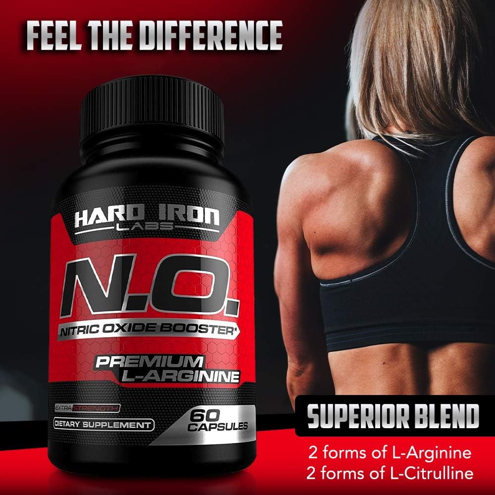N.O. Nitric Oxide Booster Capsules with L-Arginine, L-Citrulline, Beta Alanine, AAKG - Non-GMO, Gluten-Free, Vegan - Pre-Workout Supplement for Muscle Growth, Stamina, Energy, Pumps, Vascularity