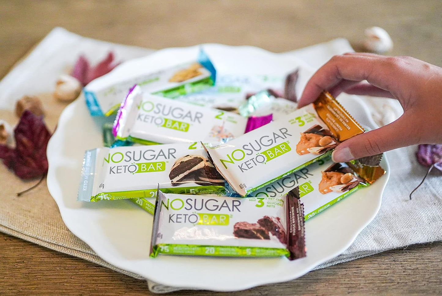 No Sugar Keto Bar Snack - Chocolate Mint Flavor, Low Carb & Keto Friendly (12 Bars, 1.41oz Each)