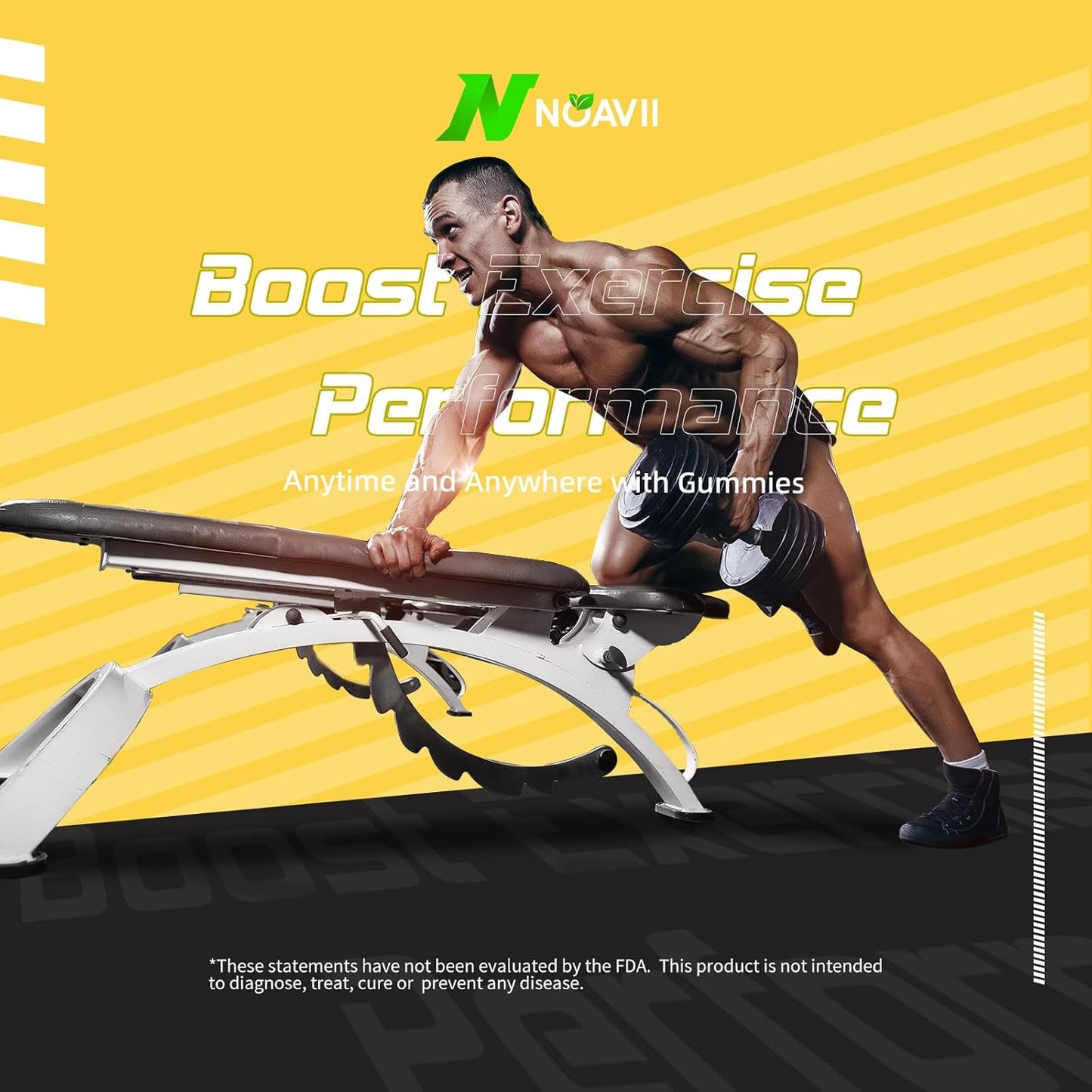 NOAVII Creatine Monohydrate Gummies 5000mg - Muscle Strength & Energy Boost - 90 Lemon Gummies