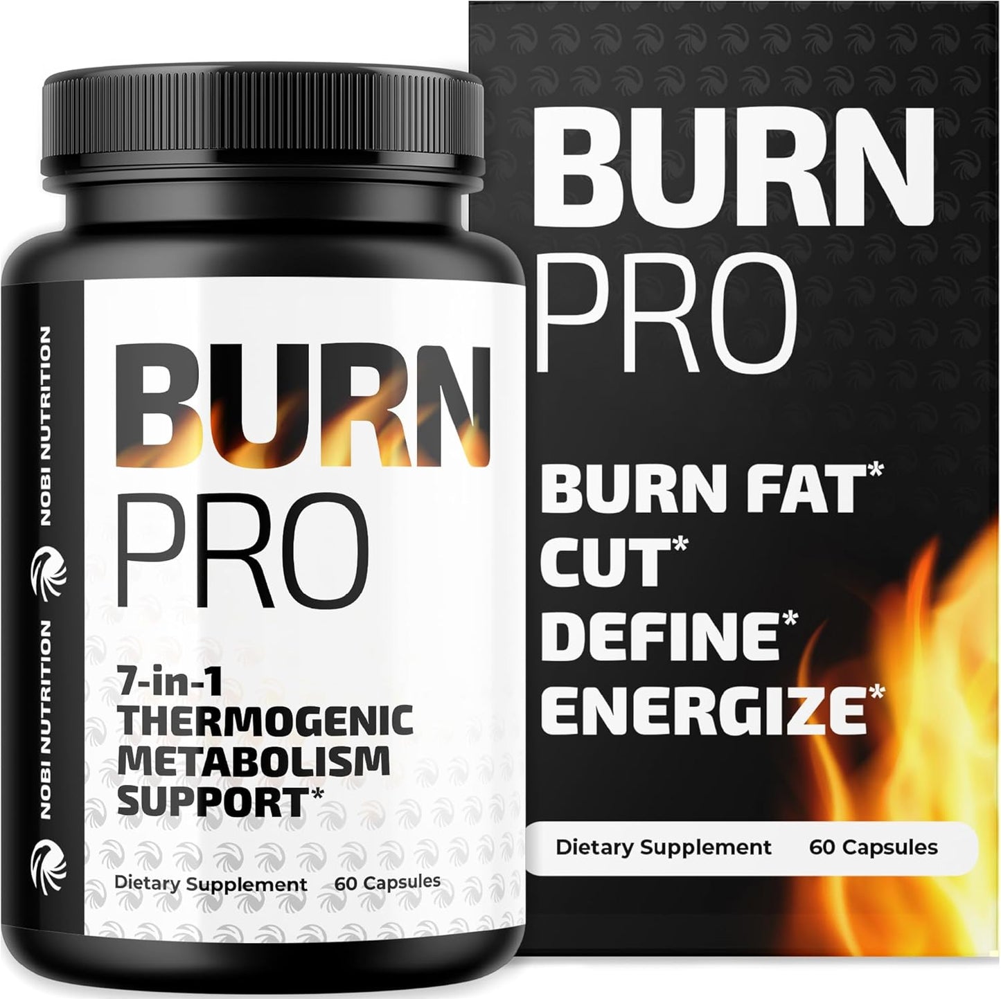 Nobi Nutrition Burn Pro 7-in-1 Thermogenic Metabolism Booster for Weight Management and Energy Support - 60ct
