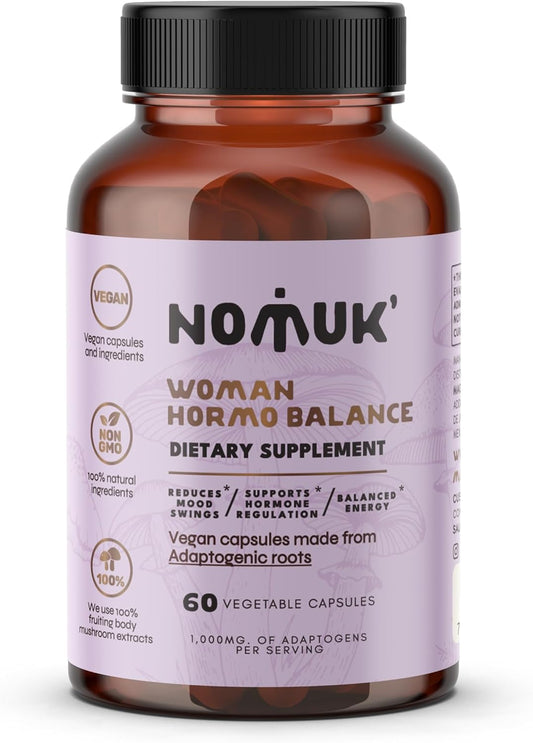 Nomuk Woman Hormone Balance Capsules with Shatavari, Schisandra, Maca, Ginseng, and Mushroom Extract for Women's Health - 60 Capsules