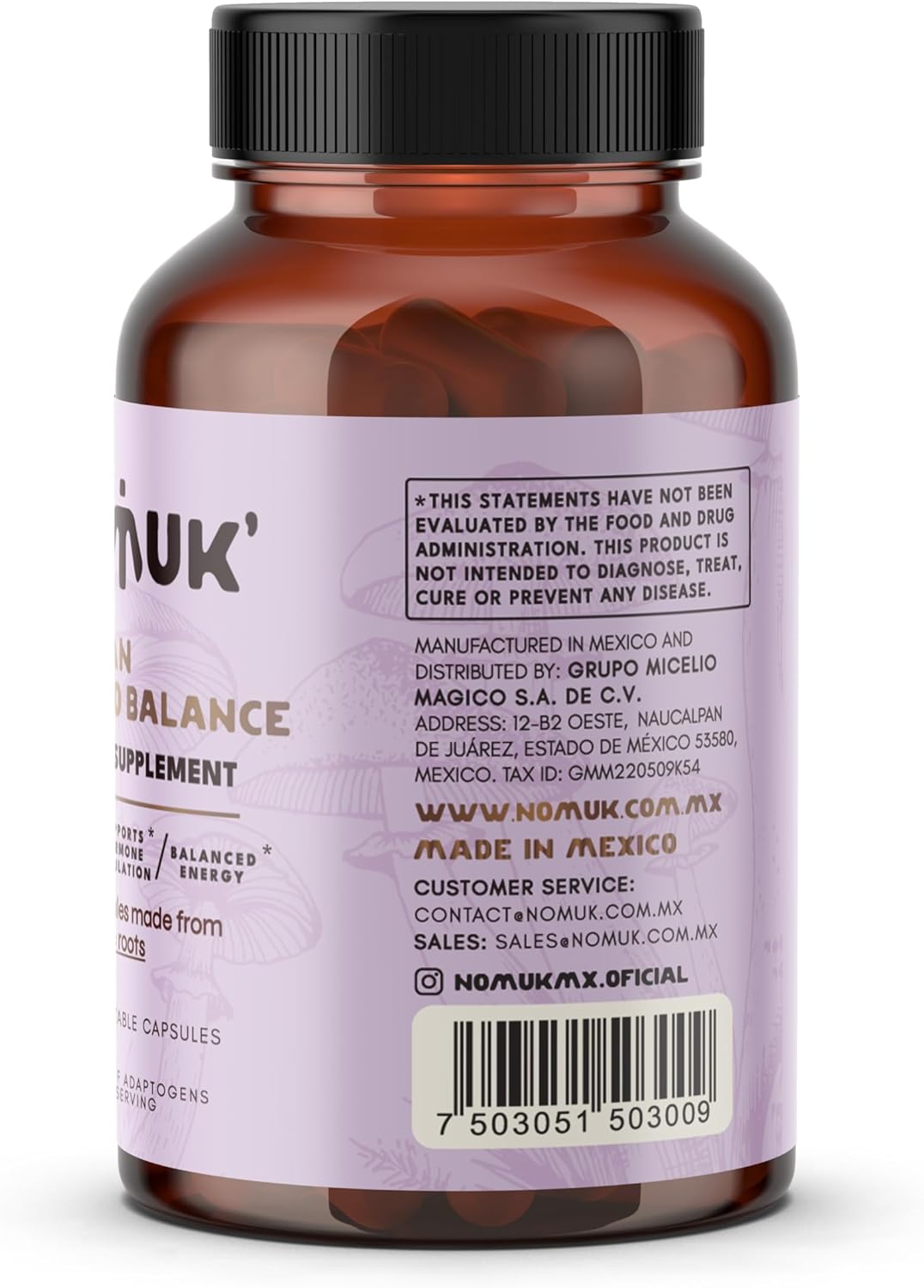 Nomuk Woman Hormone Balance Capsules with Shatavari, Schisandra, Maca, Ginseng, and Mushroom Extract for Women's Health - 60 Capsules