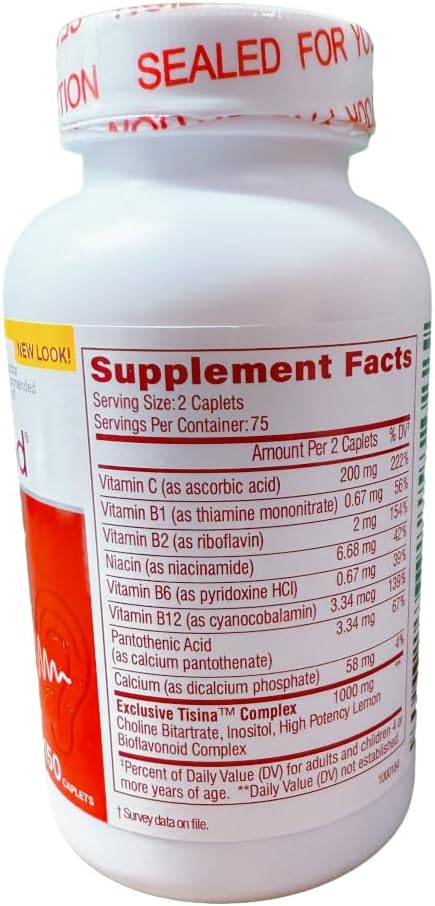 Non-Drowsy Bioflavonoid Plus Vitamin C Tinnitus Support Supplement - Inner Ear Health - 150 Caplets