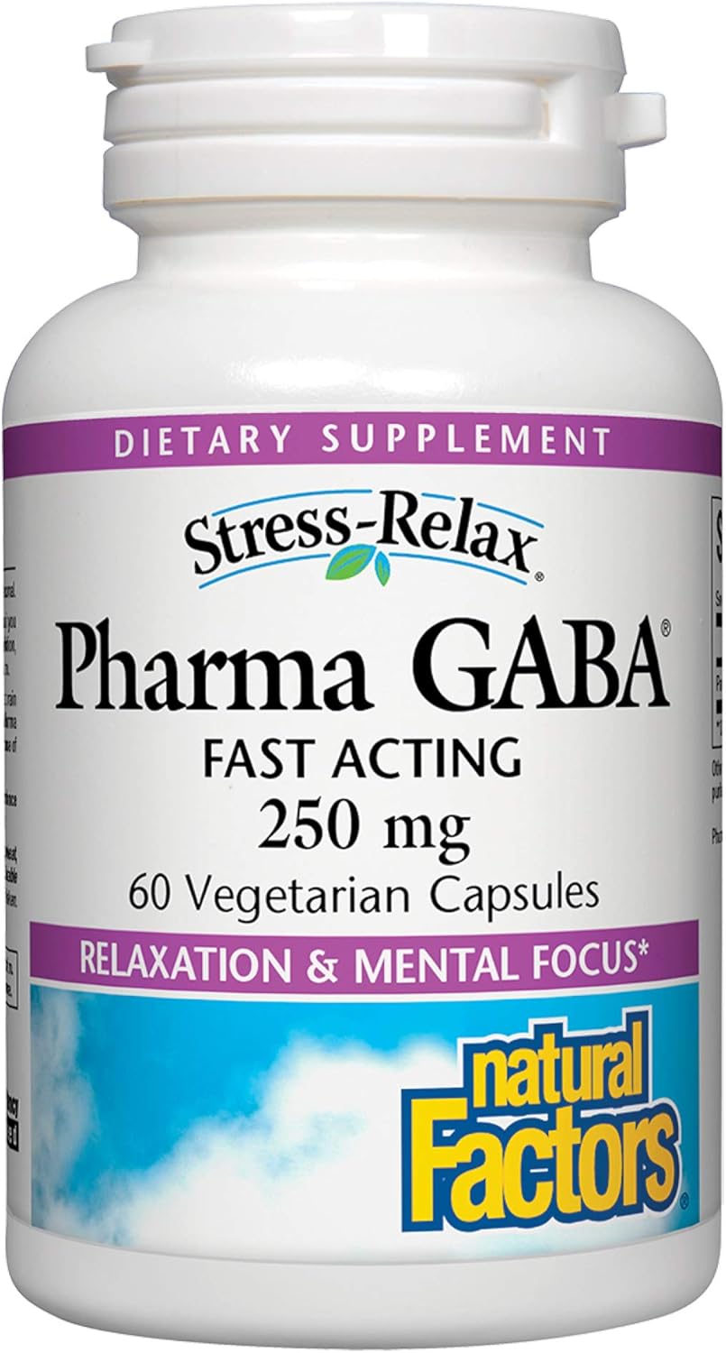 Non-Drowsy Stress Support: Natural Factors Pharma GABA 250mg, 60 Vegetarian Capsules for Relaxation and Mental Focus