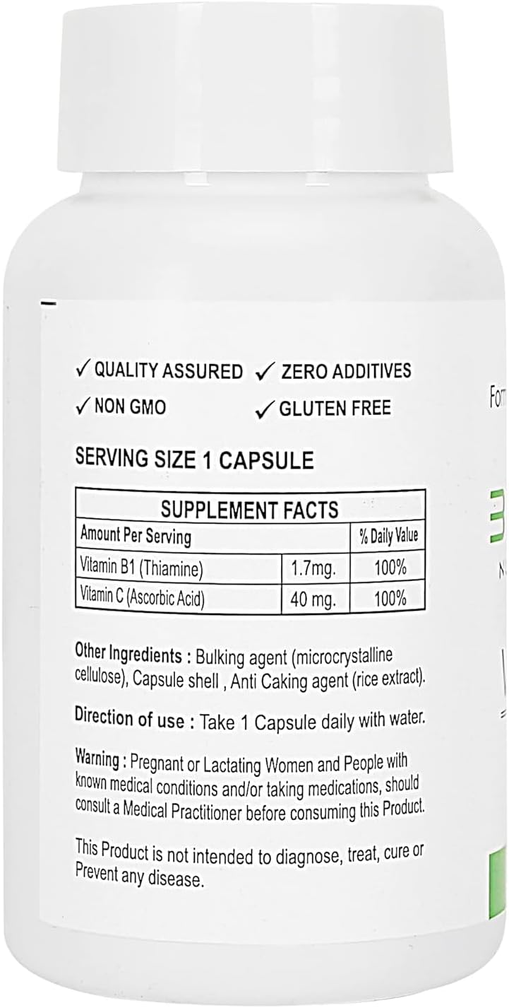 Non-GMO and Gluten Free Thiamin Supplement in 90 Capsules