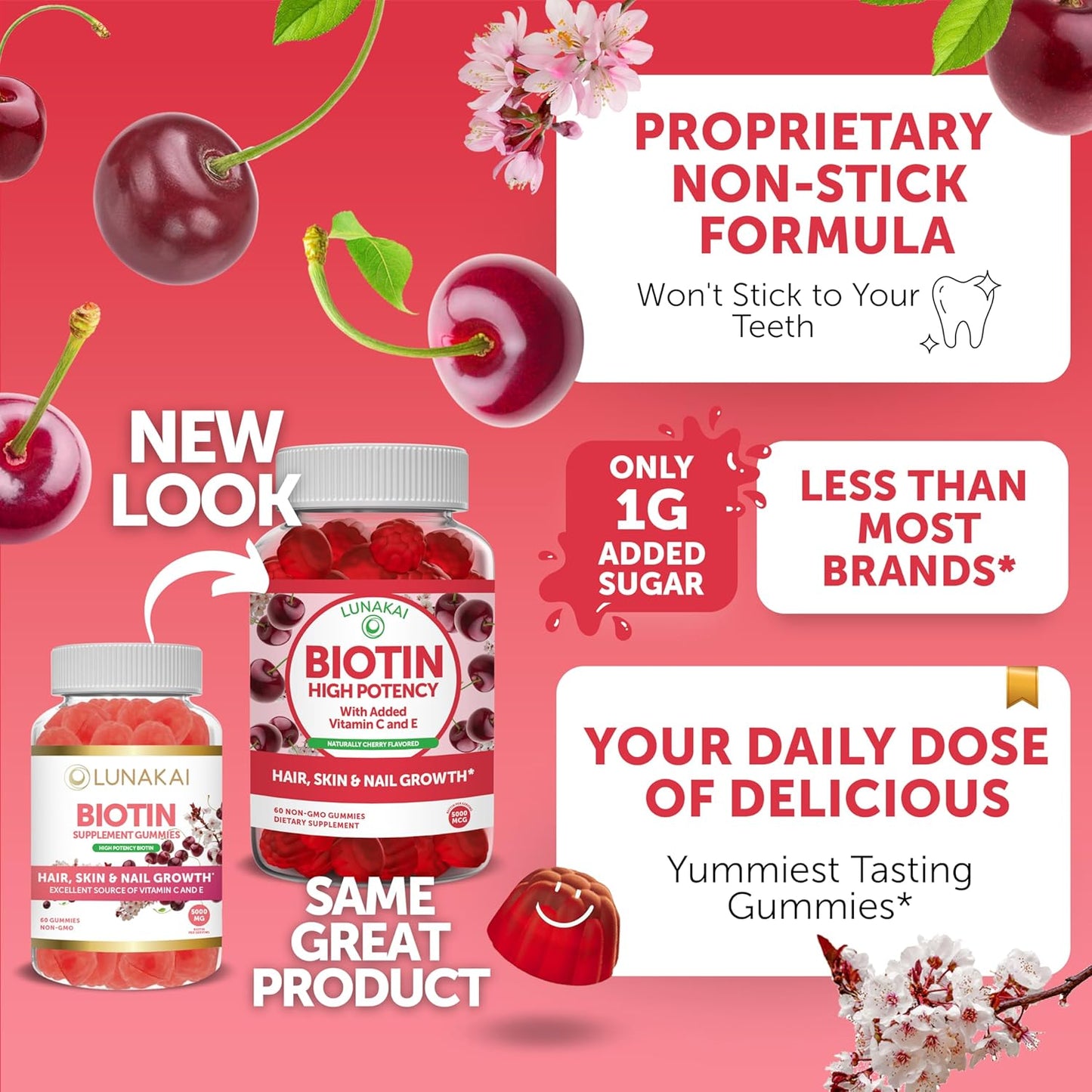 Non-GMO Anti Aging Collagen & Biotin Gummies Bundle for Hair, Skin, & Youth - Men & Women - 30 Days