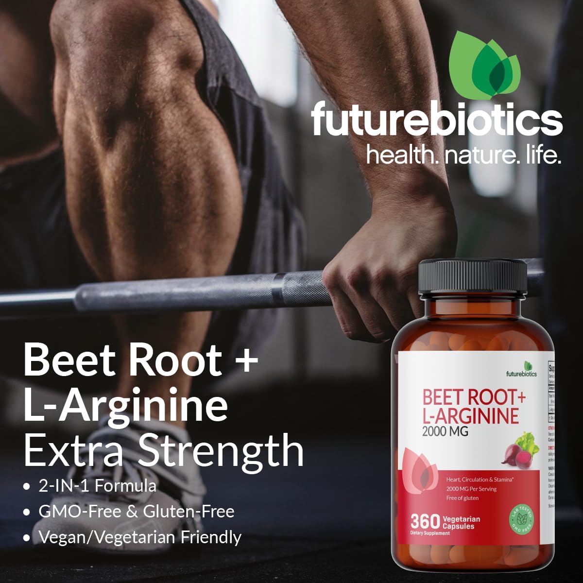 Non-GMO Beet Root + L-Arginine Supplement, 120 Vegetarian Capsules by Futurebiotics