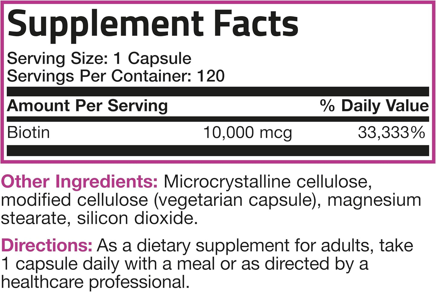 Non-GMO Bronson Ultra Biotin 10,000 Mcg Supplement for Hair Skin and Nails - 120 Vegetarian Capsules