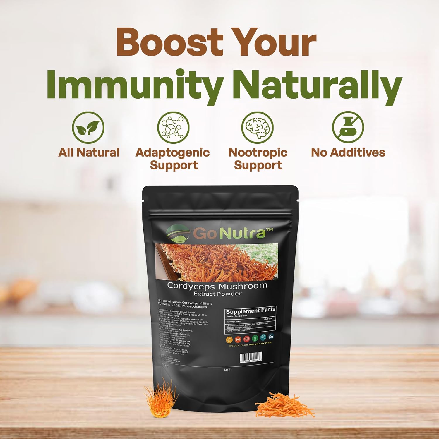 Non-GMO Cordyceps Mushroom Powder Extract | 30% Polysaccharides | Pure 8 oz. (225g)