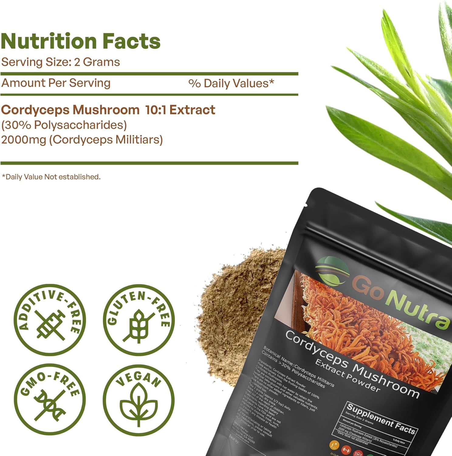 Non-GMO Cordyceps Mushroom Powder Extract | 30% Polysaccharides | Pure 8 oz. (225g)