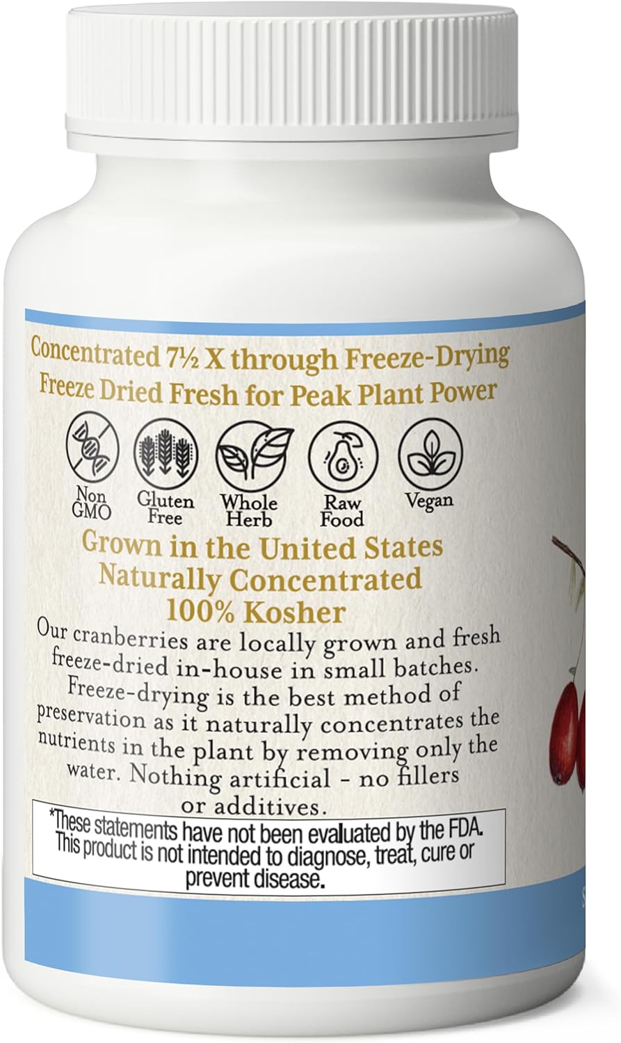 Non-GMO Cranberry Capsules for Urinary Tract Health - 90 Count (300mg) | Raw Freeze-Dried by ECLECTIC INSTITUTE