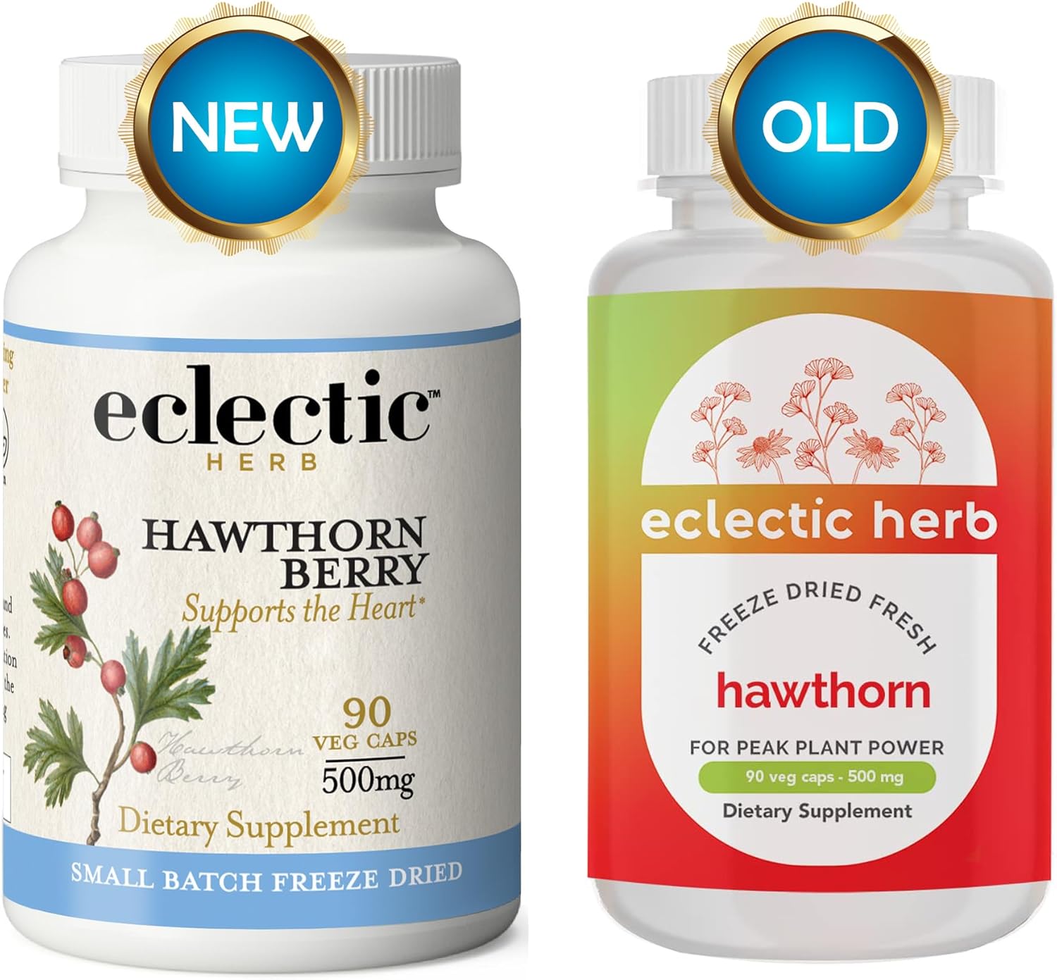 Non-GMO Eclectic Institute Hawthorn Berry Capsules - Cardiovascular Support - 90 Count