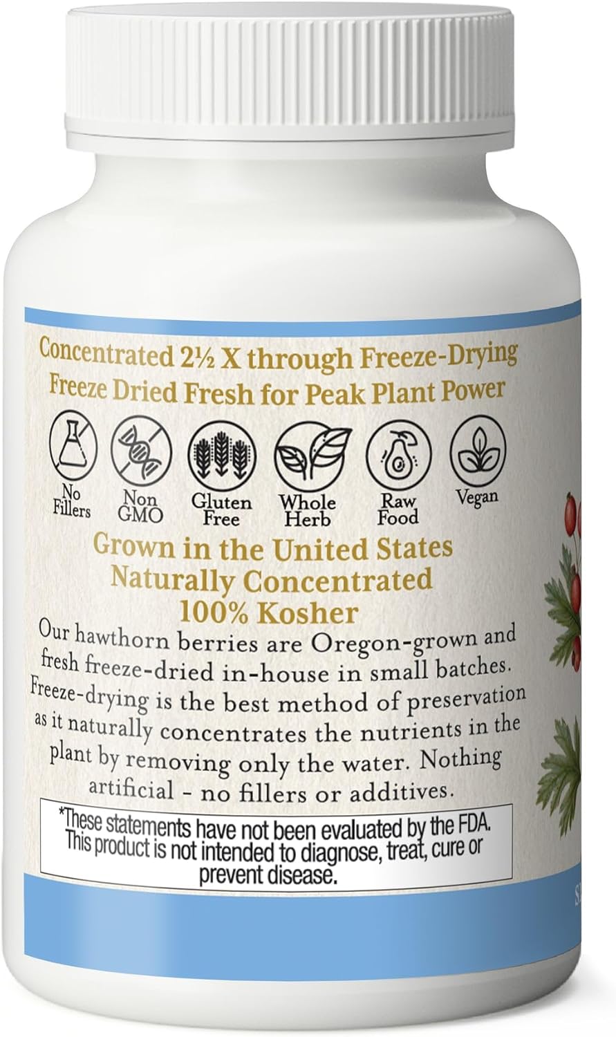 Non-GMO Eclectic Institute Hawthorn Berry Capsules - Cardiovascular Support - 90 Count