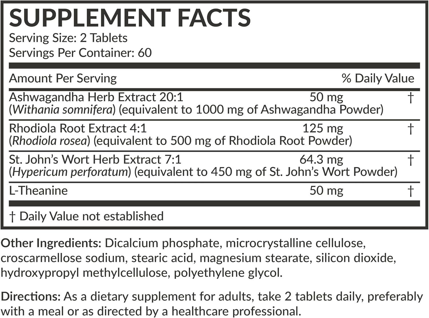 Non-GMO Futurebiotics Chill Pill with Ashwagandha, Rhodiola, St. John’s Wort, & L-Theanine - 120 Vegetarian Tablets