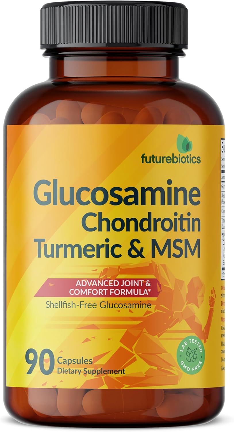 Non-GMO Glucosamine Chondroitin Turmeric & MSM Joint Formula - 90 Capsules, Enhances Joint Health & Mobility