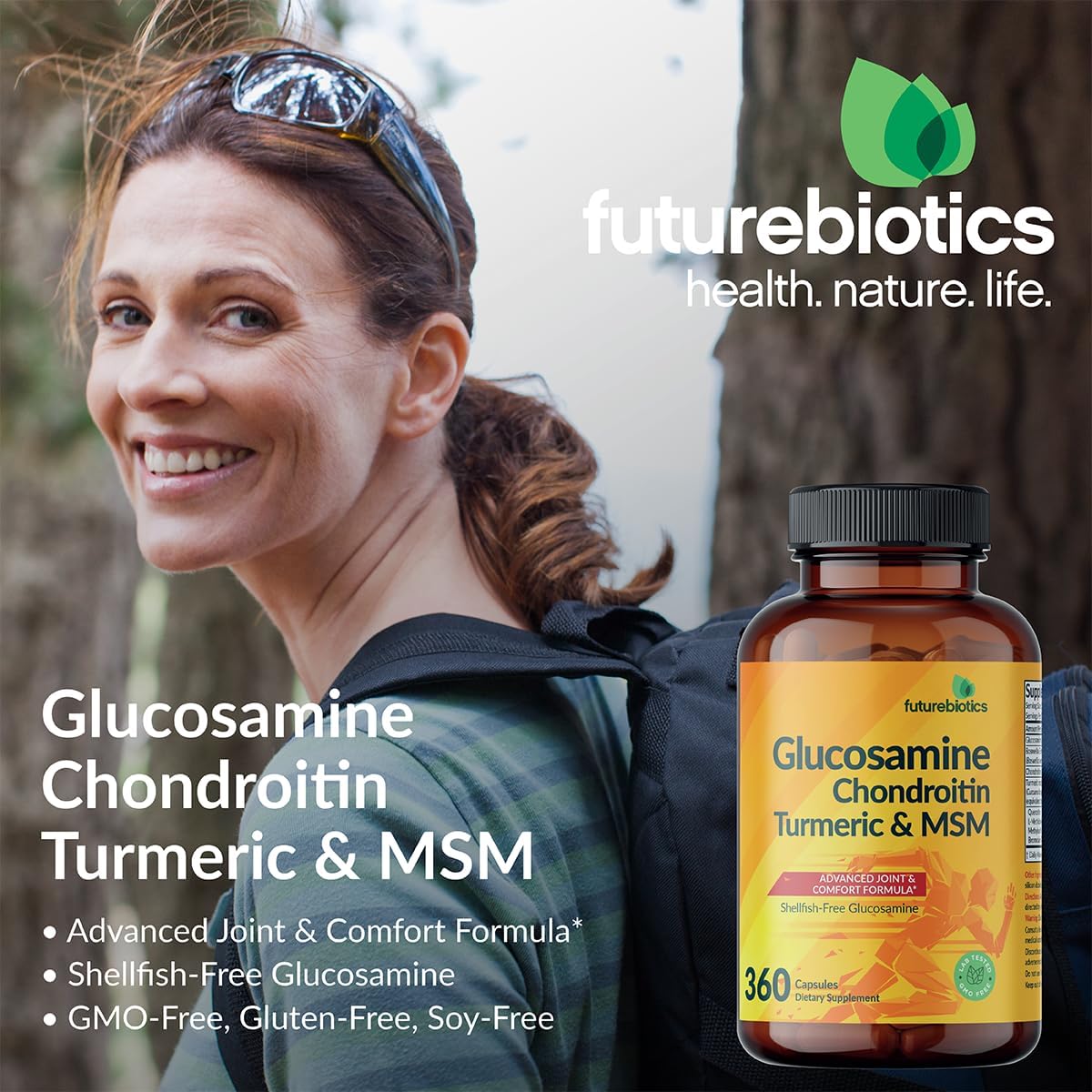 Non-GMO Glucosamine Chondroitin Turmeric & MSM Joint Formula - 90 Capsules, Enhances Joint Health & Mobility