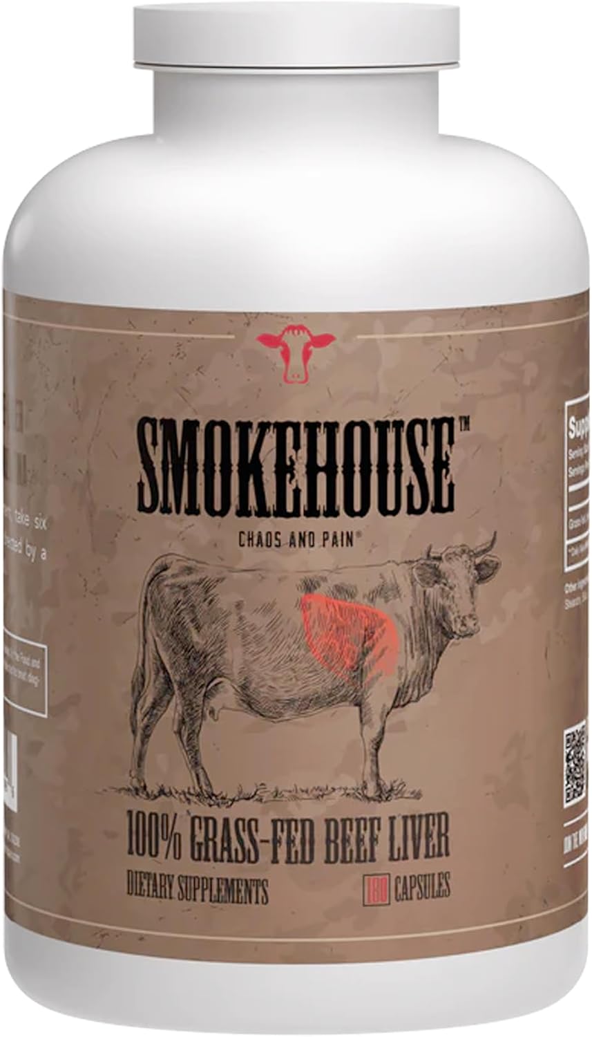 Non-GMO Grass-Fed Beef Liver Capsules for Energy, Wellness, Detox, Digestion, Immunity - 180 Capsules