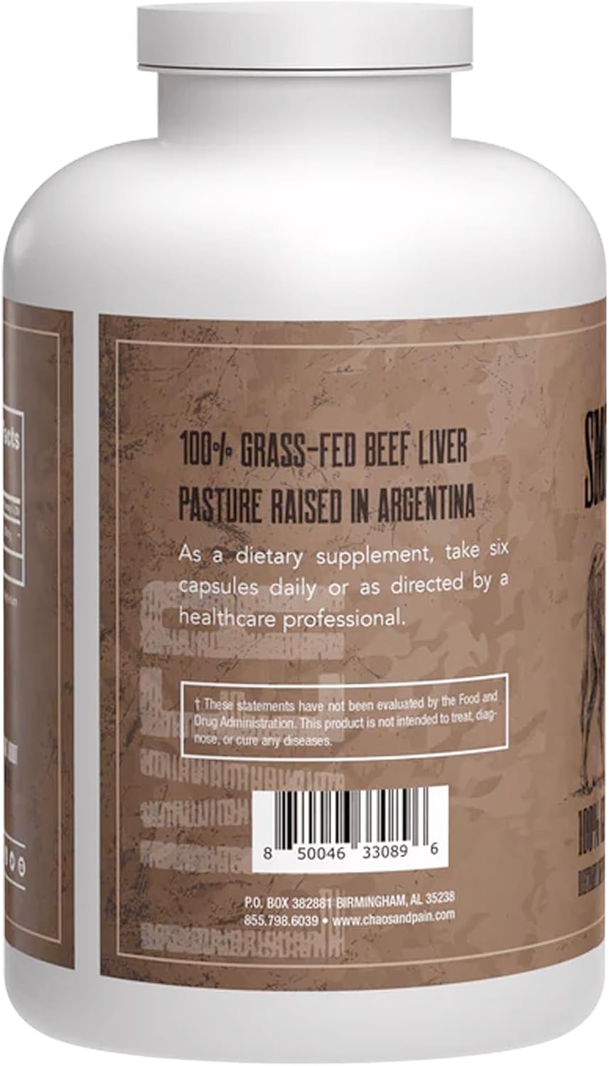 Non-GMO Grass-Fed Beef Liver Capsules for Energy, Wellness, Detox, Digestion, Immunity - 180 Capsules