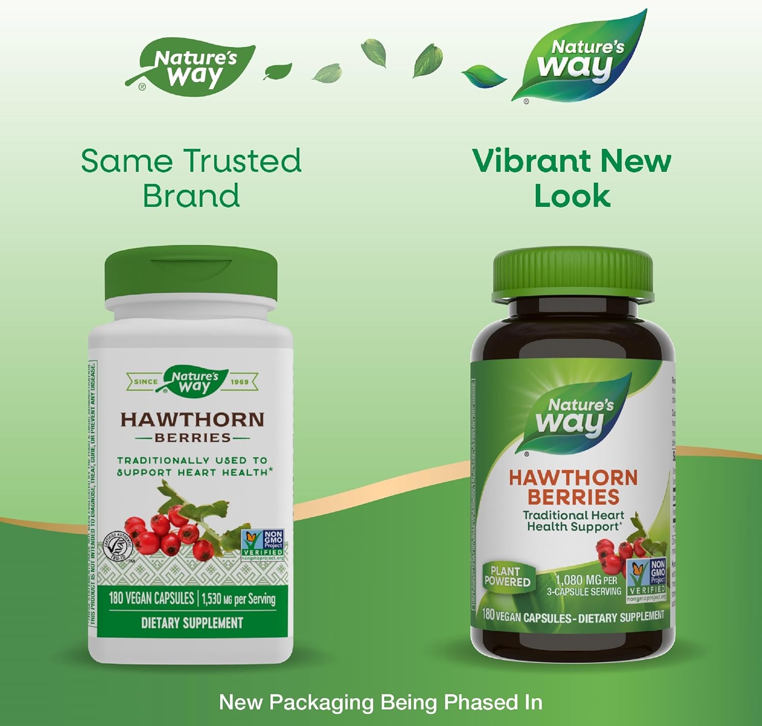 Non-GMO Hawthorn Berry Capsules for Heart Health Support - Herbal Supplement - 180 Vegan Capsules - Gluten Free