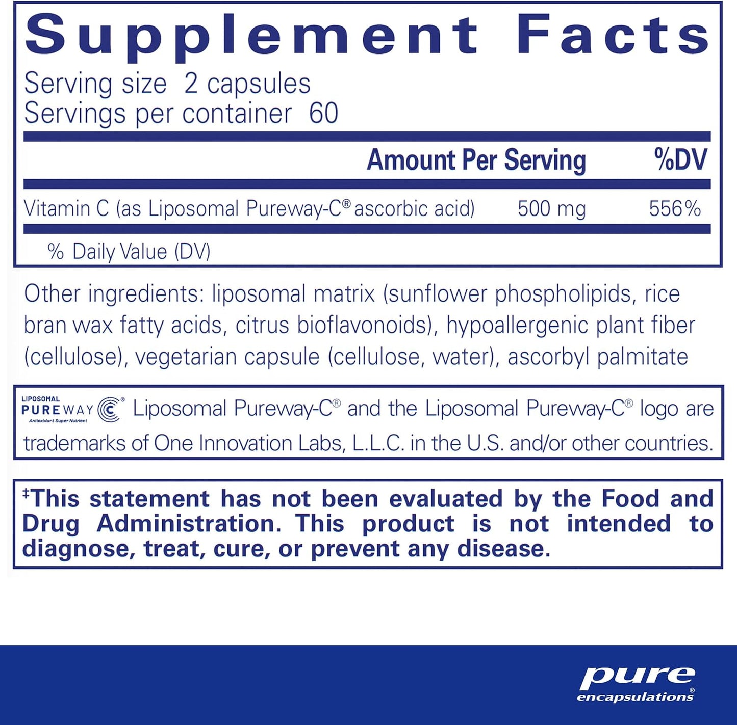Non-GMO Liposomal Vitamin C Capsules for Daily Immune Support & Antioxidant Nourishment - 120 Count