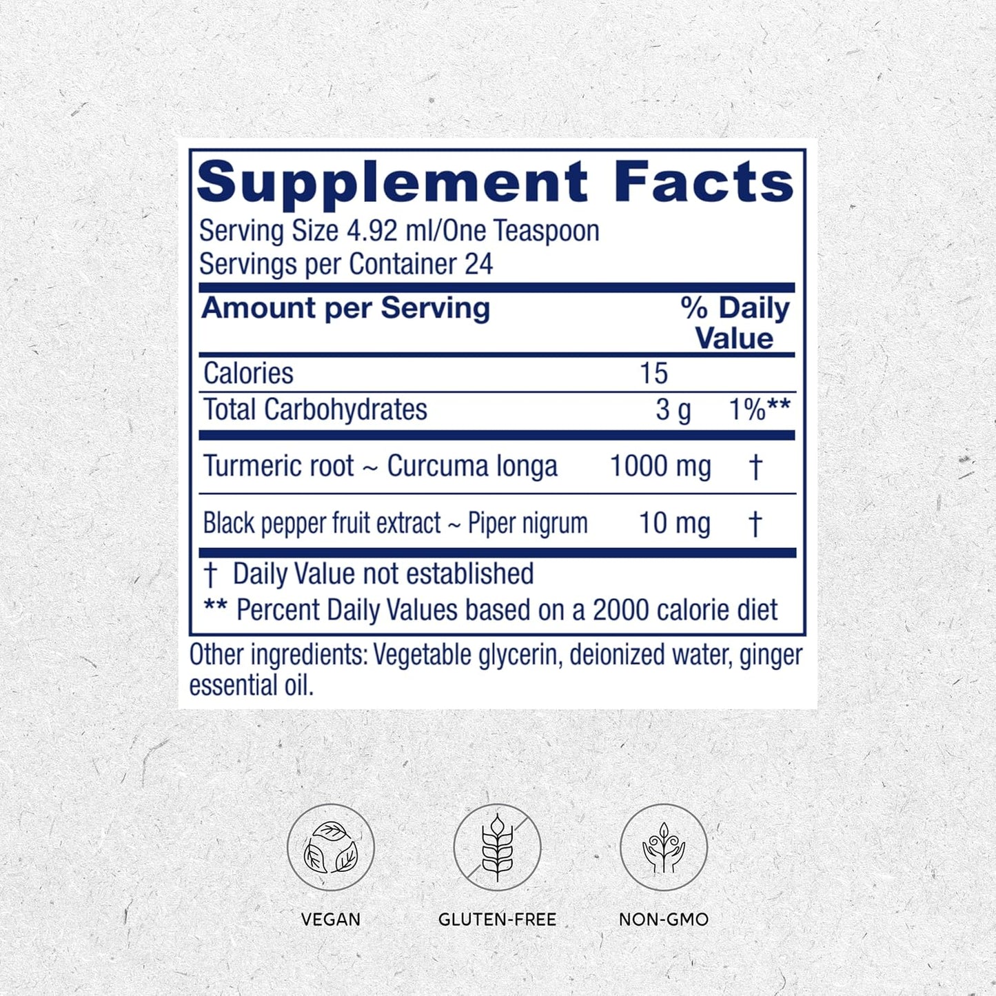 Non-GMO Liquid Turmeric Curcumin Supplement 1000 mg with Black Pepper and Ginger - Antioxidant, Vegan, Gluten Free - 4 oz