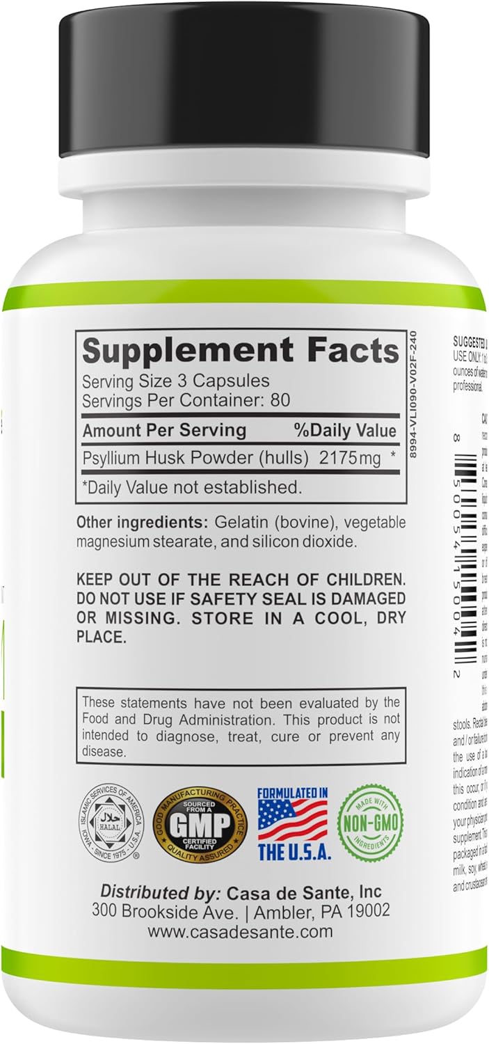 Non-GMO Low FODMAP Fiber Supplement Capsules by Casa de Sante
