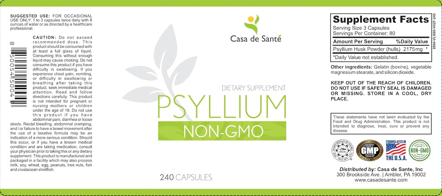 Non-GMO Low FODMAP Fiber Supplement Capsules by Casa de Sante