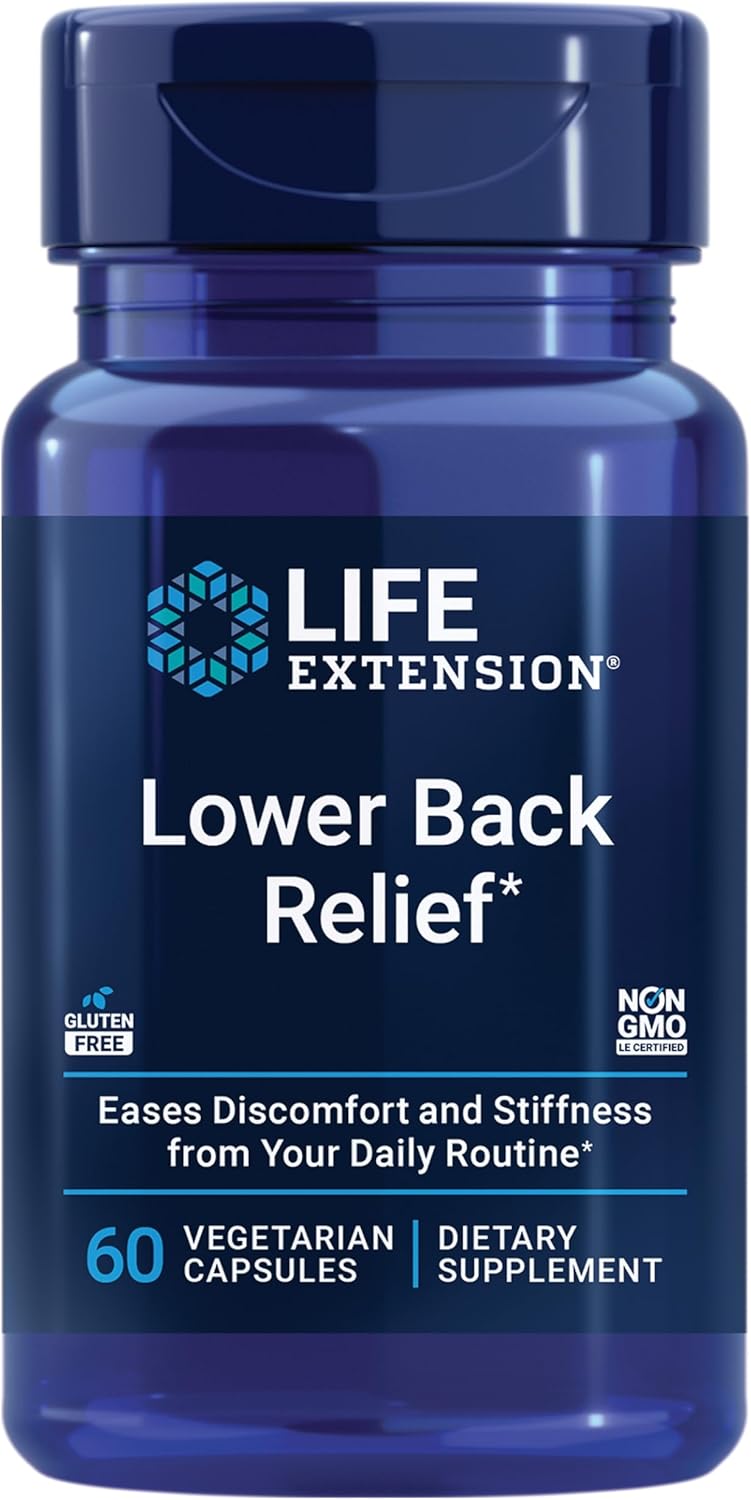 Non-GMO Lower Back Relief Capsules with Chinese Chaste Tree and Ginger Extract - 60 Vegetarian Capsules for Discomfort and Stiffness