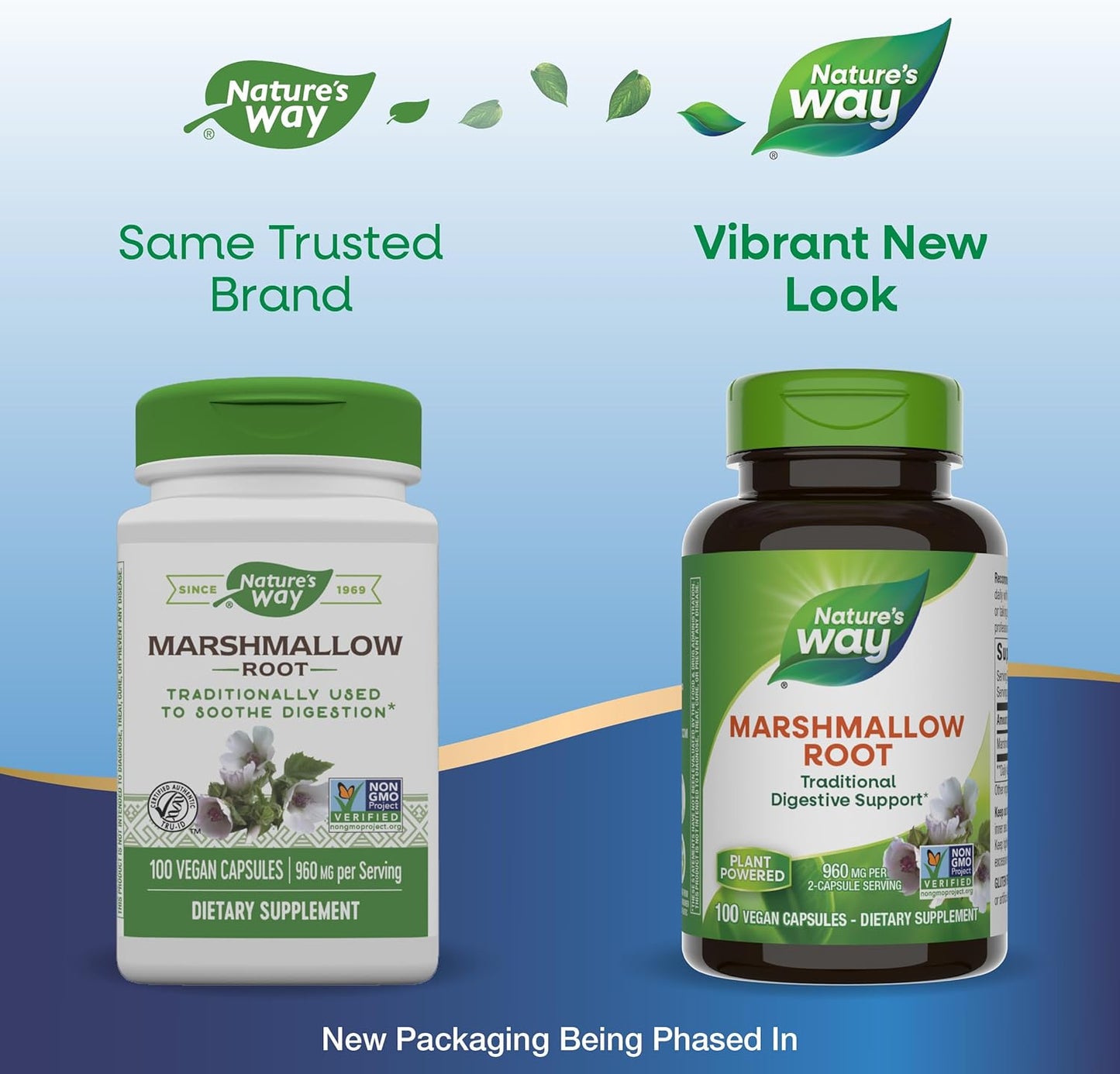 Non-GMO Marshmallow Root Capsules for Digestive Support - Vegan Friendly Supplement by Nature's Way