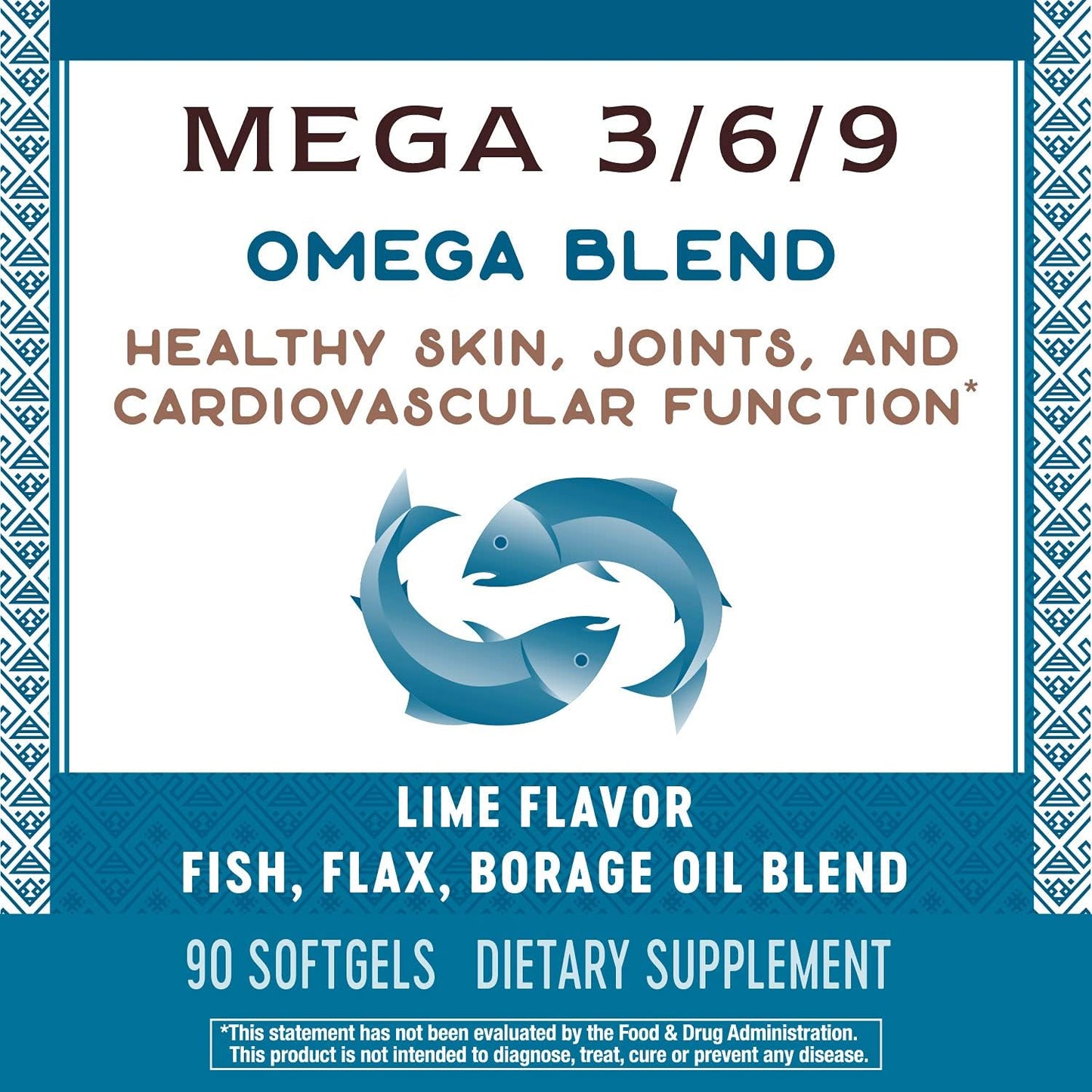 Non-GMO Nature's Way Omega 3-6-9 Blend with Fish, Flax, and Borage Oils - Lime Flavor, 90 Count