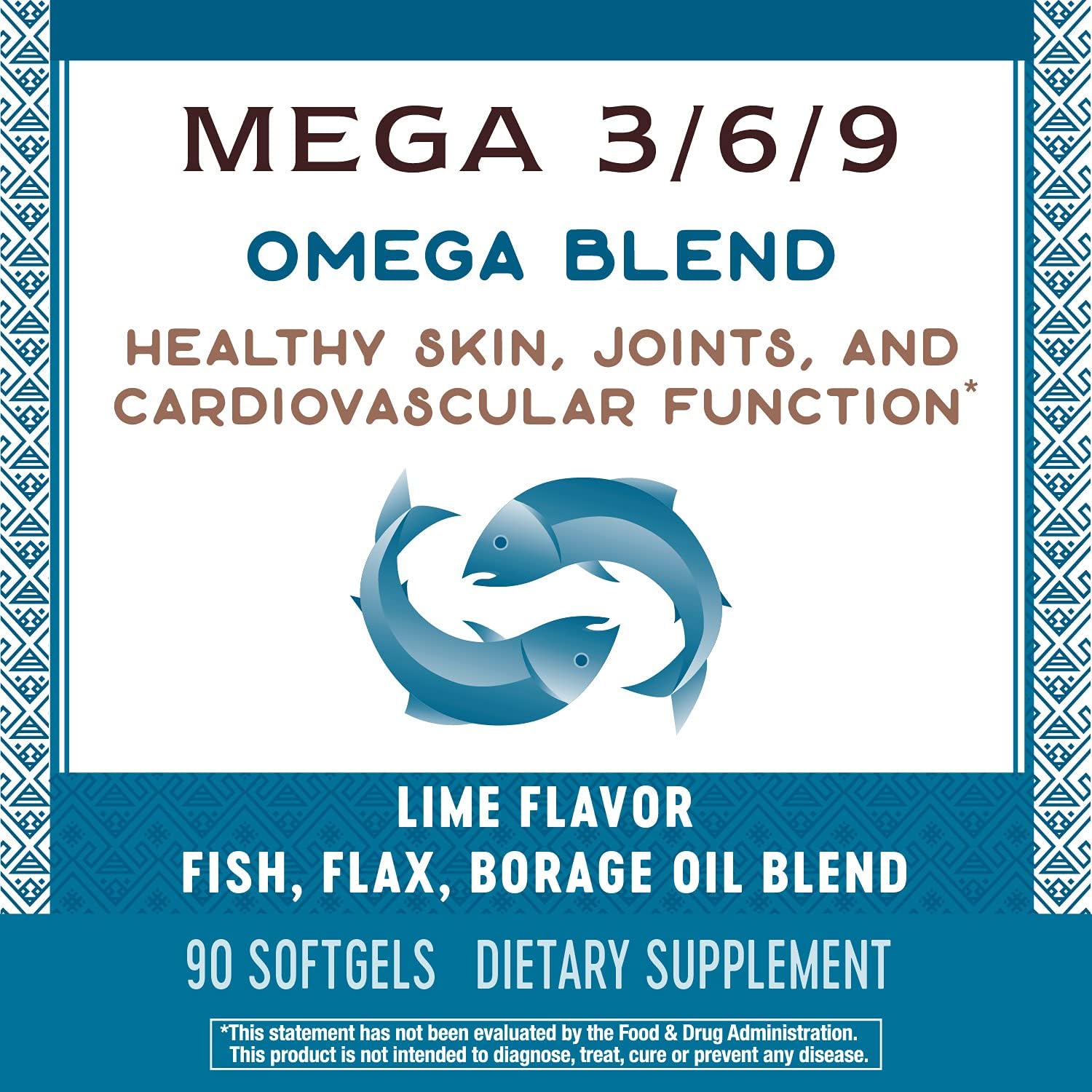 Non-GMO Nature's Way Omega 3-6-9 Blend with Fish, Flax, and Borage Oils - Lime Flavor, 90 Count