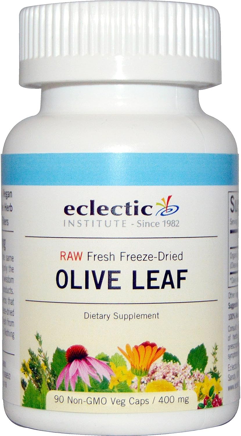 Non-GMO Olive Leaf Capsules - 90 Count (400 mg) for Immune Support by Eclectic Institute