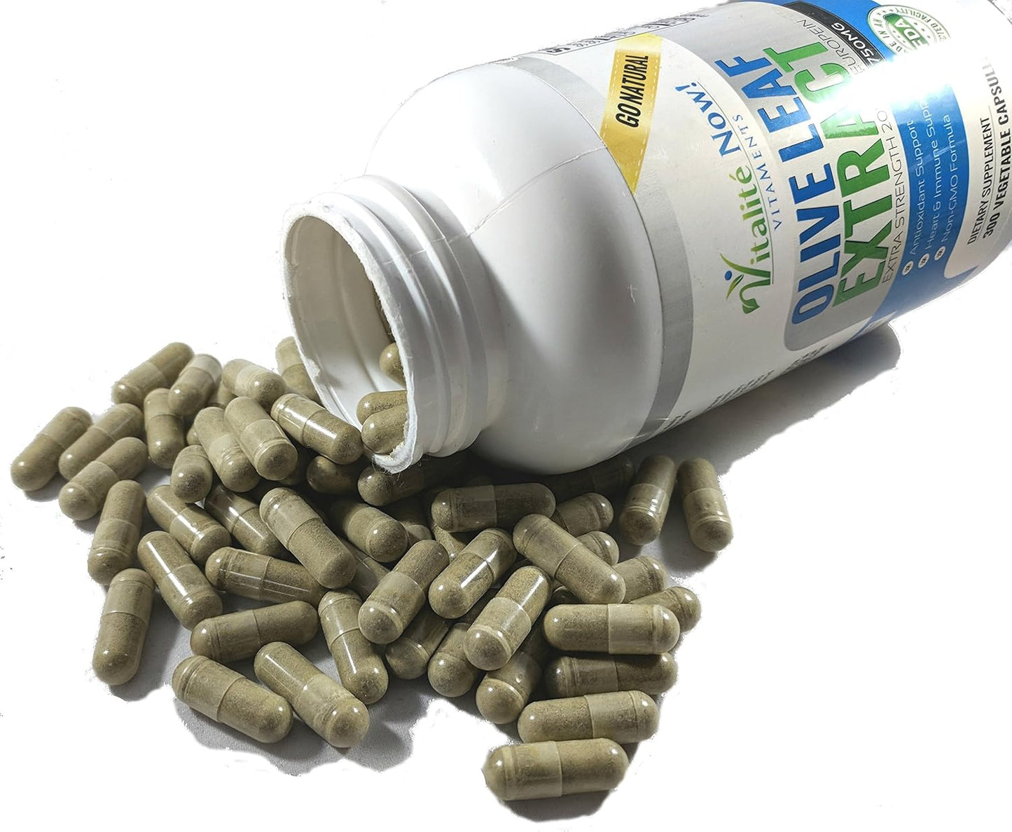 Non-GMO Olive Leaf Extract Capsules - Immune Support Supplement with 20% Oleuropein - 750mg Super Strength - 120 Count - Up to 4 Months Supply - Vegetarian Formula by Vitalité Now!