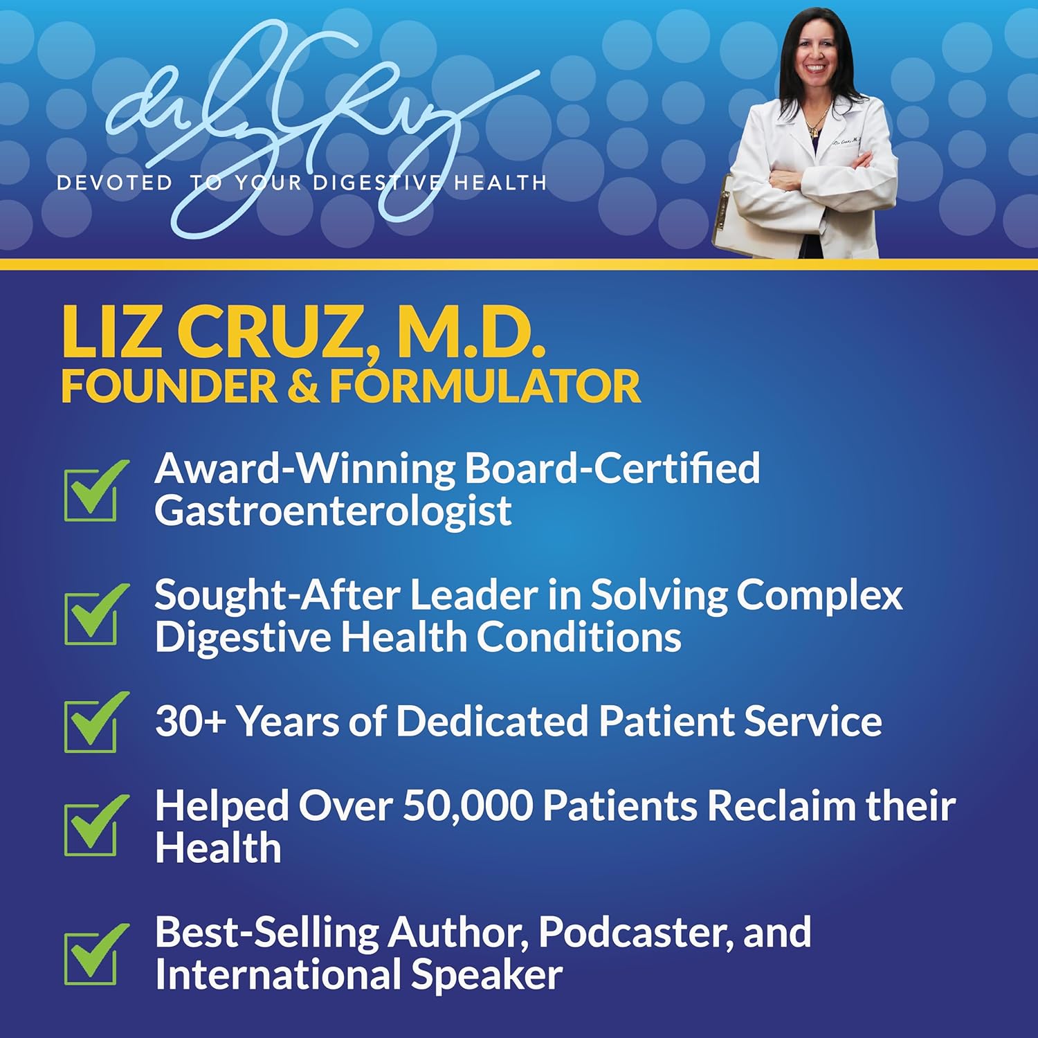 Non-GMO Probiotic Blend Dietary Supplements for Women, Men, and Children - 60 Veggie Capsules by Dr. Liz Cruz