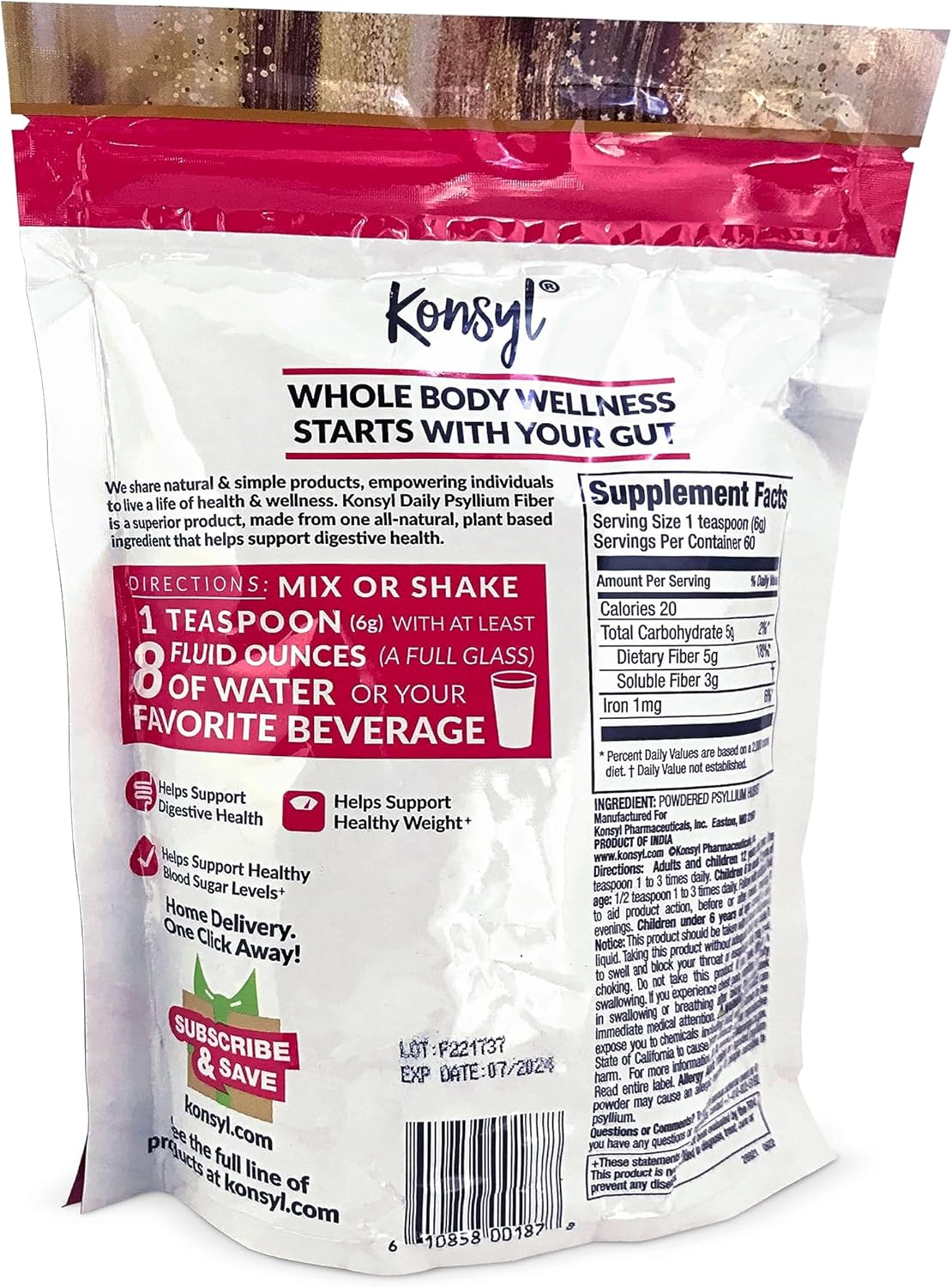 Non-GMO Psyllium Fiber Powder 360g - Vegan Keto-Friendly Supplement for Digestive Health