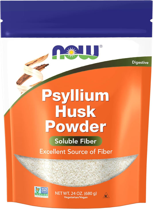 Non-GMO Psyllium Husk Powder Supplement by NOW Foods - 24-Ounce Soluble Fiber