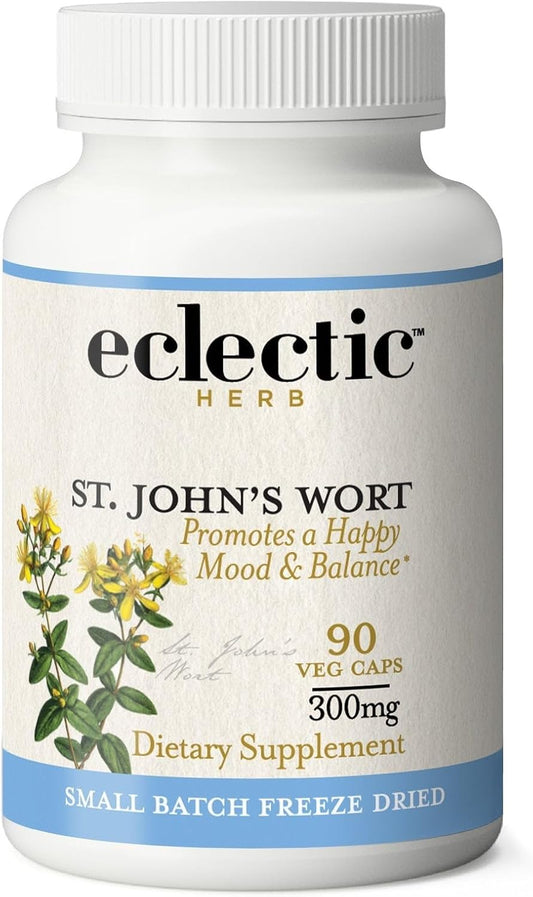 Non-GMO Raw Fresh Freeze-Dried St. John's Wort Capsules | Herbal Mood Support Supplement - 90 Count